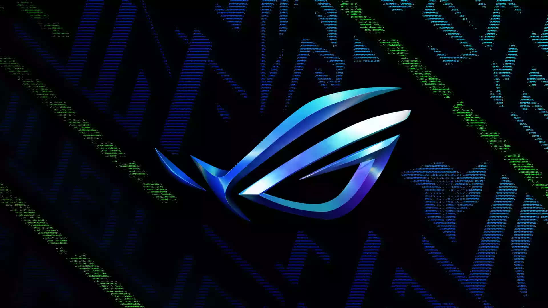 Asus R O G Logo, glowing blue and white, dark background, Full HD Desktop Wallpaper