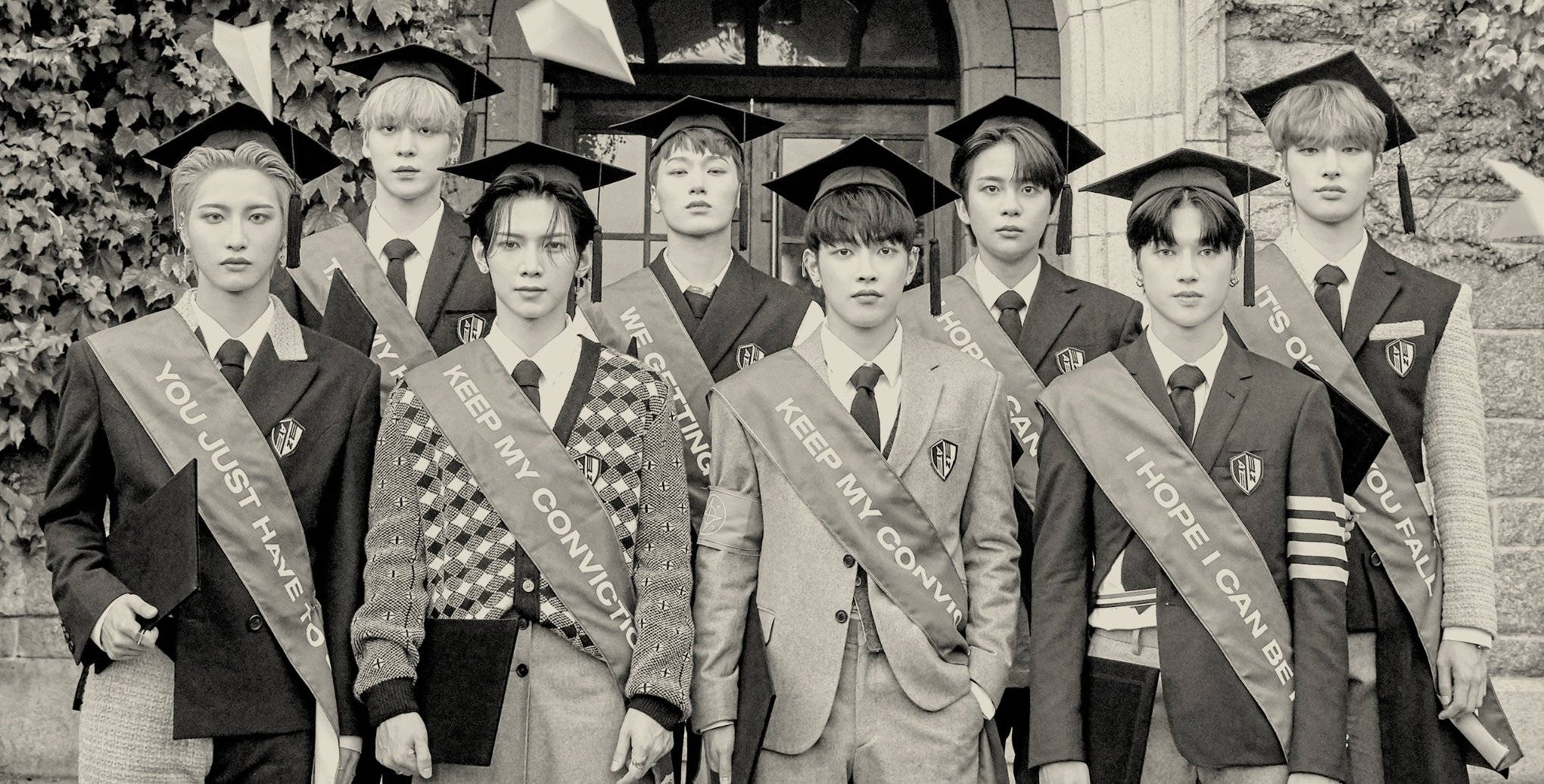 ATEEZ, graduates, caps gowns, Full HD Desktop Wallpaper