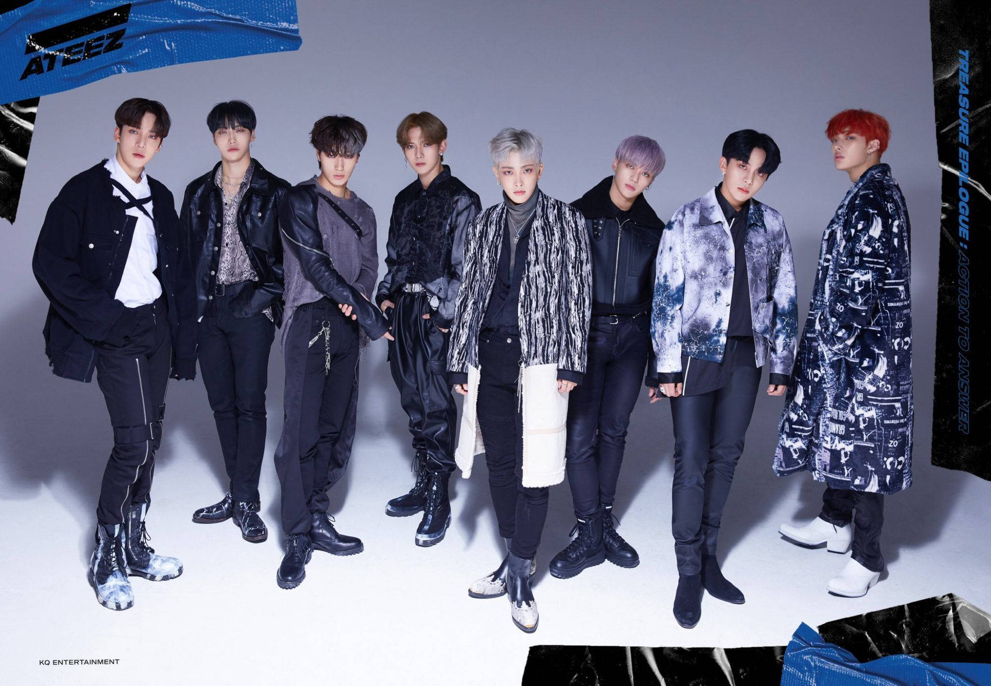 ATEEZ, blue, black, Full HD Desktop Wallpaper