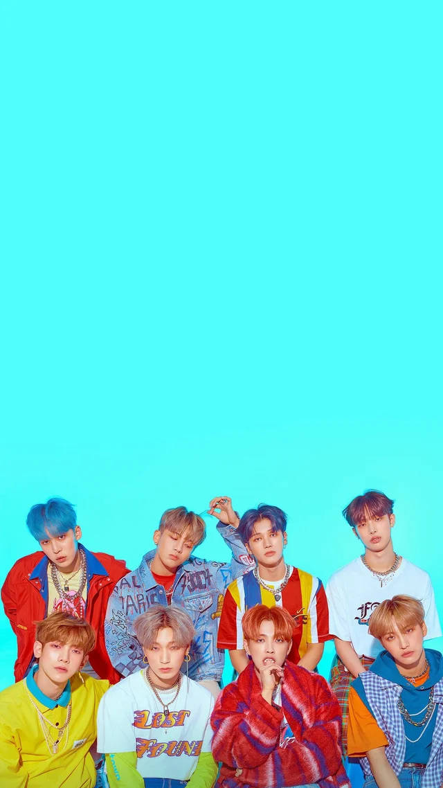 ATEEZ, Bright, cyan, SD Phone Wallpaper