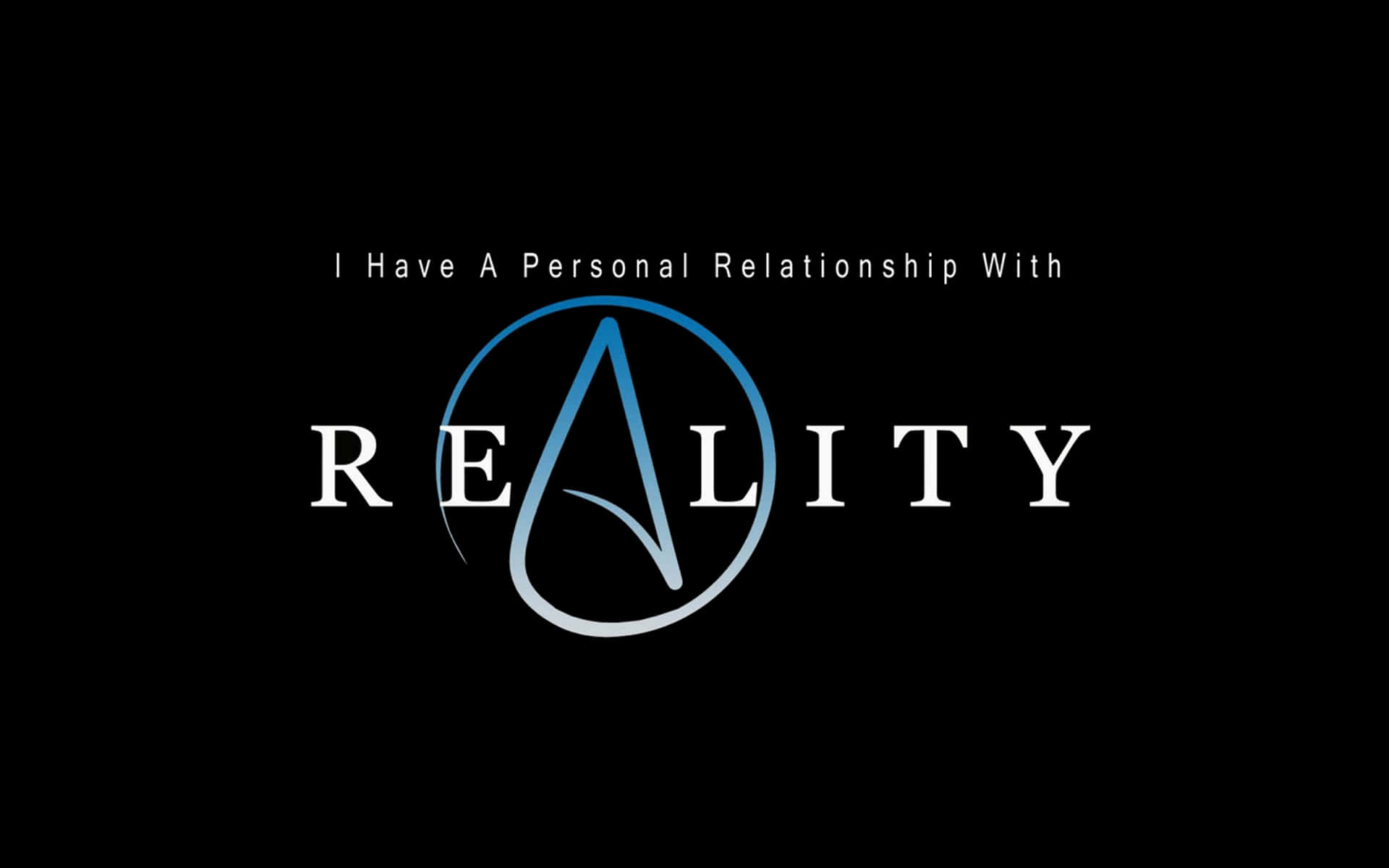 REALITY, blue A in a circle, black background, Full HD Desktop Wallpaper