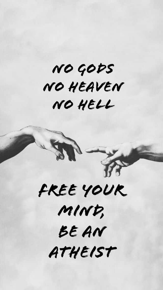 Atheist, cloudy sky, bold atheist text overlay, SD Phone Wallpaper