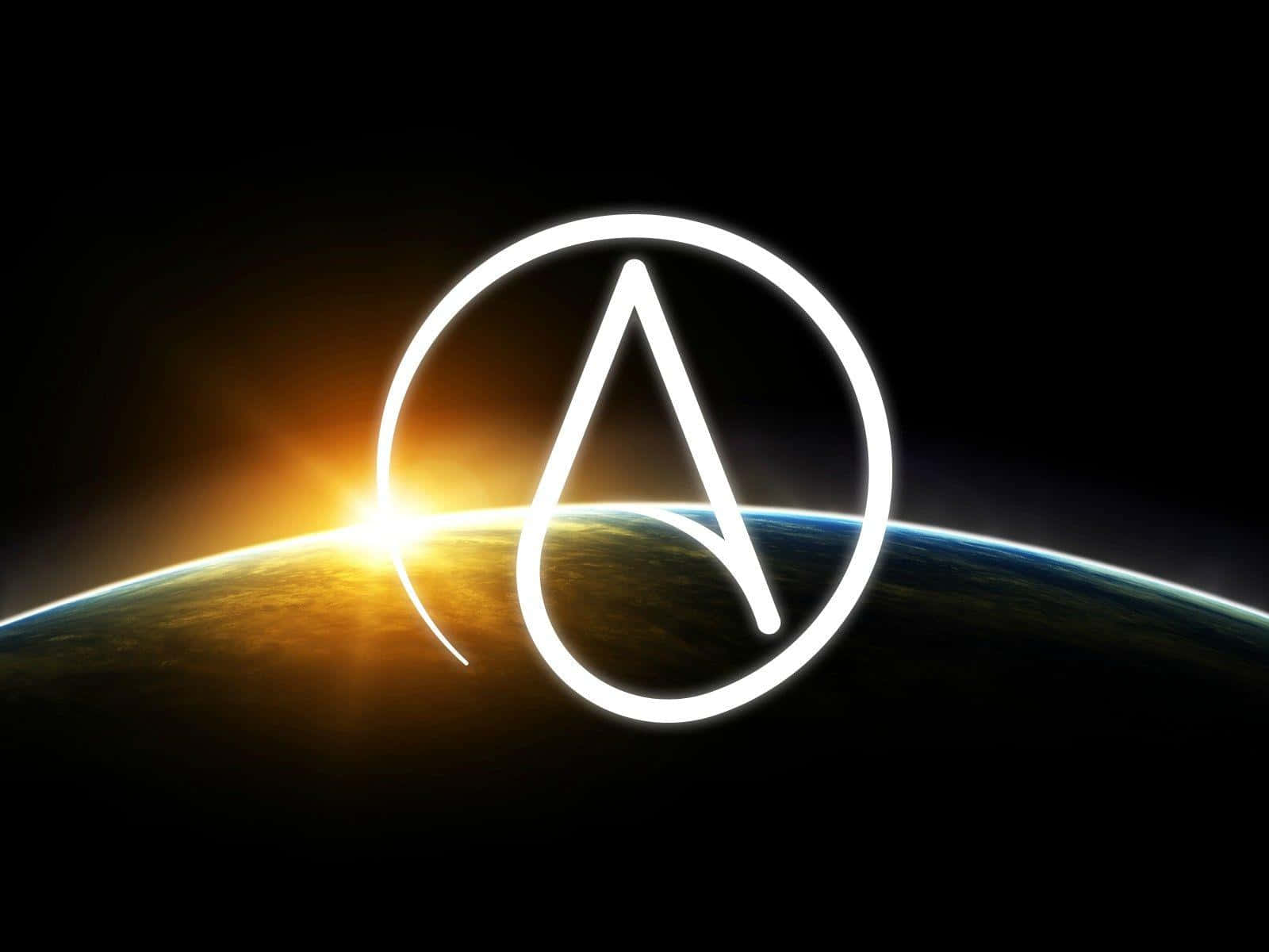 Atheism, A, glowing white circular logo, HD Desktop Wallpaper