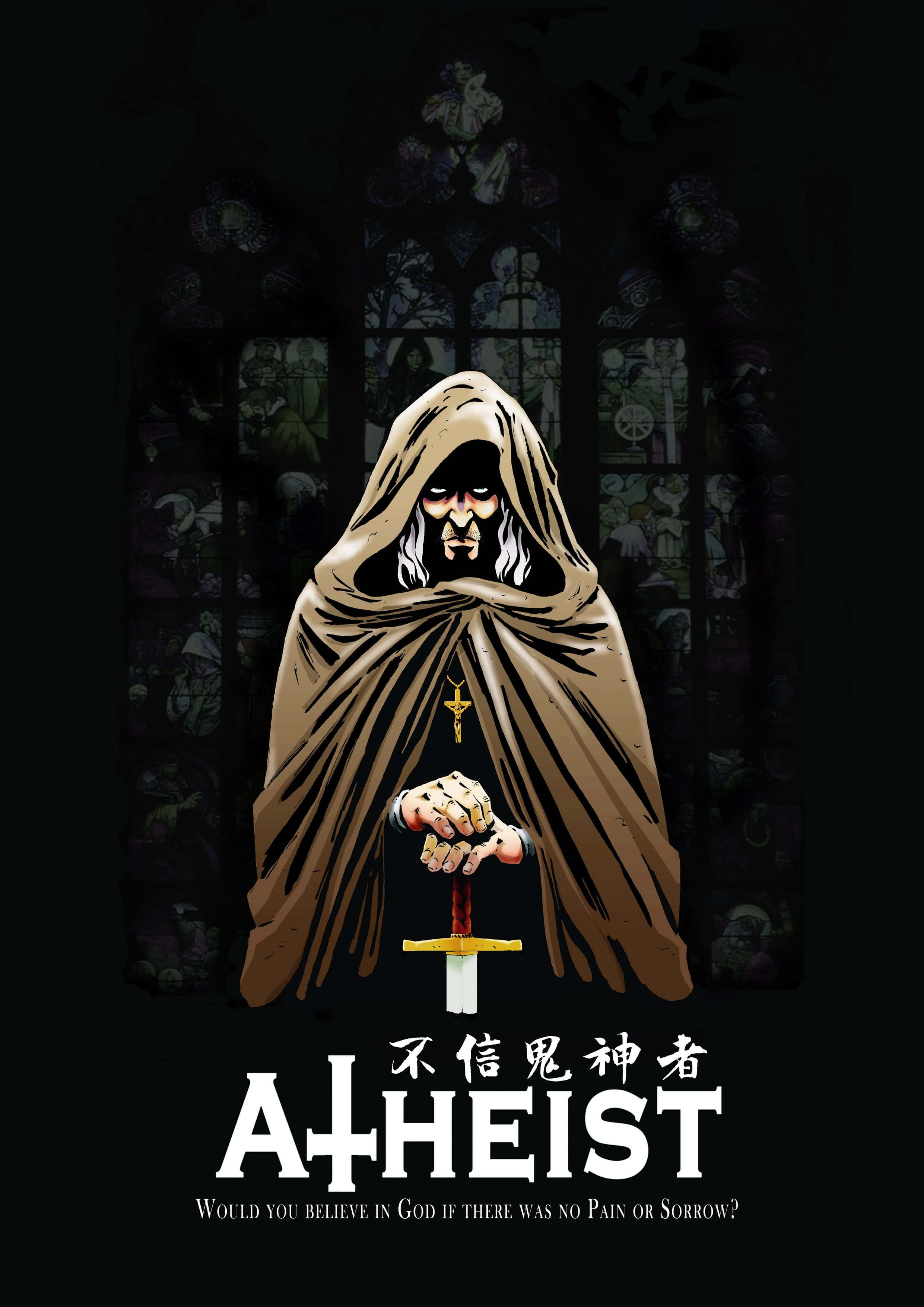Atheist, hooded figure, pale face, 2K Phone Wallpaper