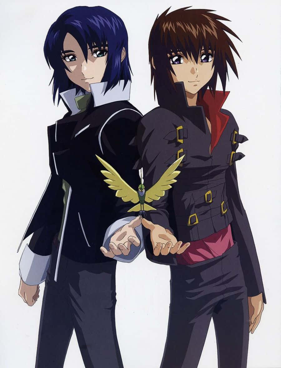 Athrun Zala, golden bird-shaped device, dark uniforms, SD Phone Wallpaper