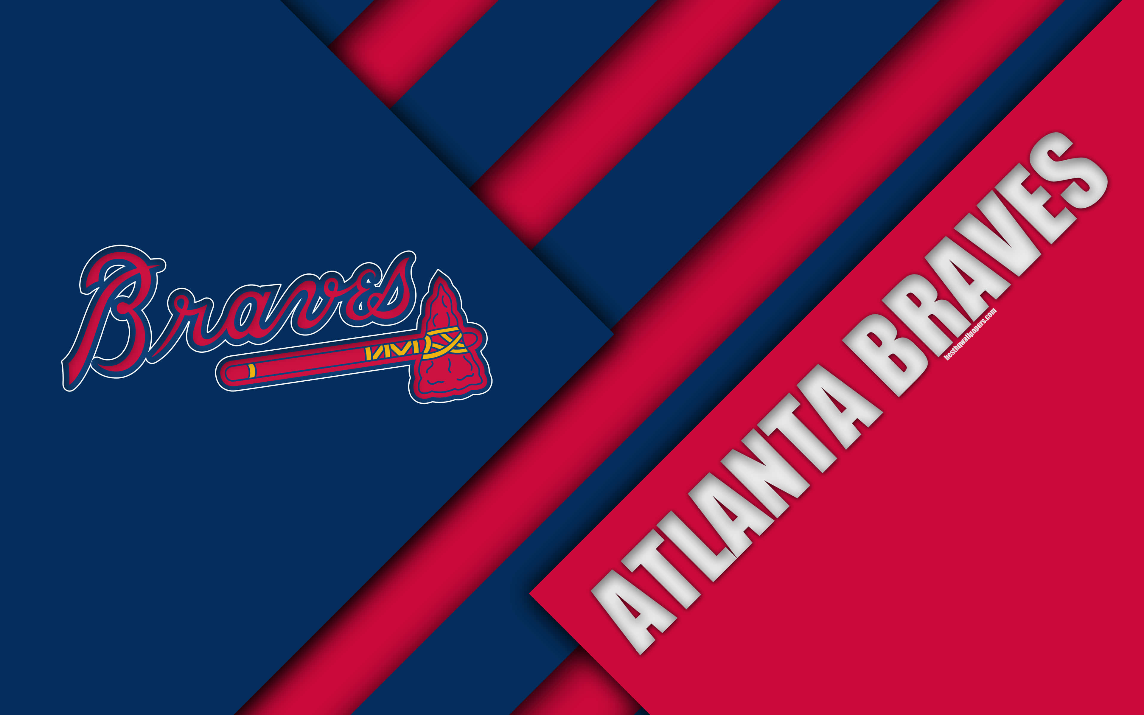 Atlanta Braves, red, navy blue, 4K Desktop Wallpaper