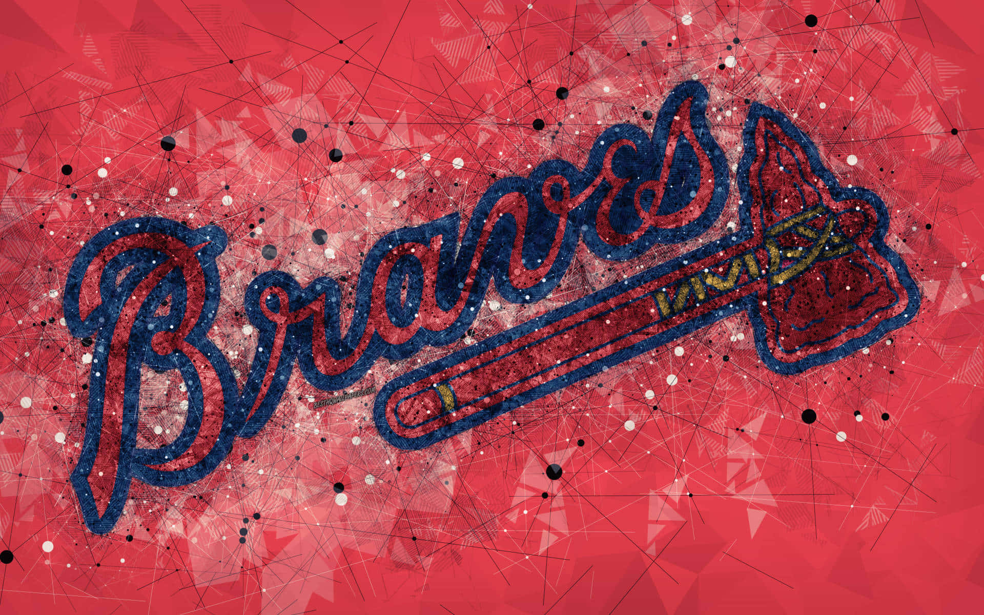 Atlanta Braves, glittery blue script, tomahawk, Full HD Desktop Wallpaper