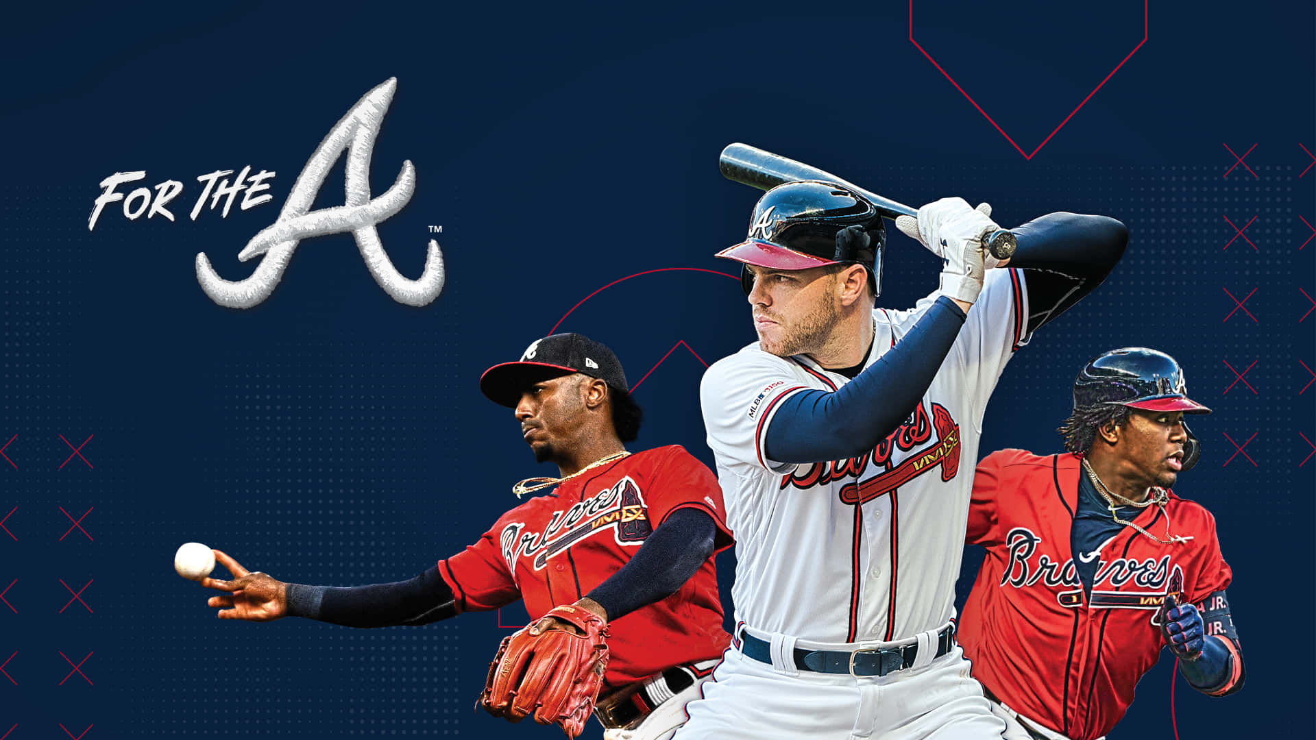Atlanta Braves, dark blue background, team logo, Full HD Desktop Wallpaper