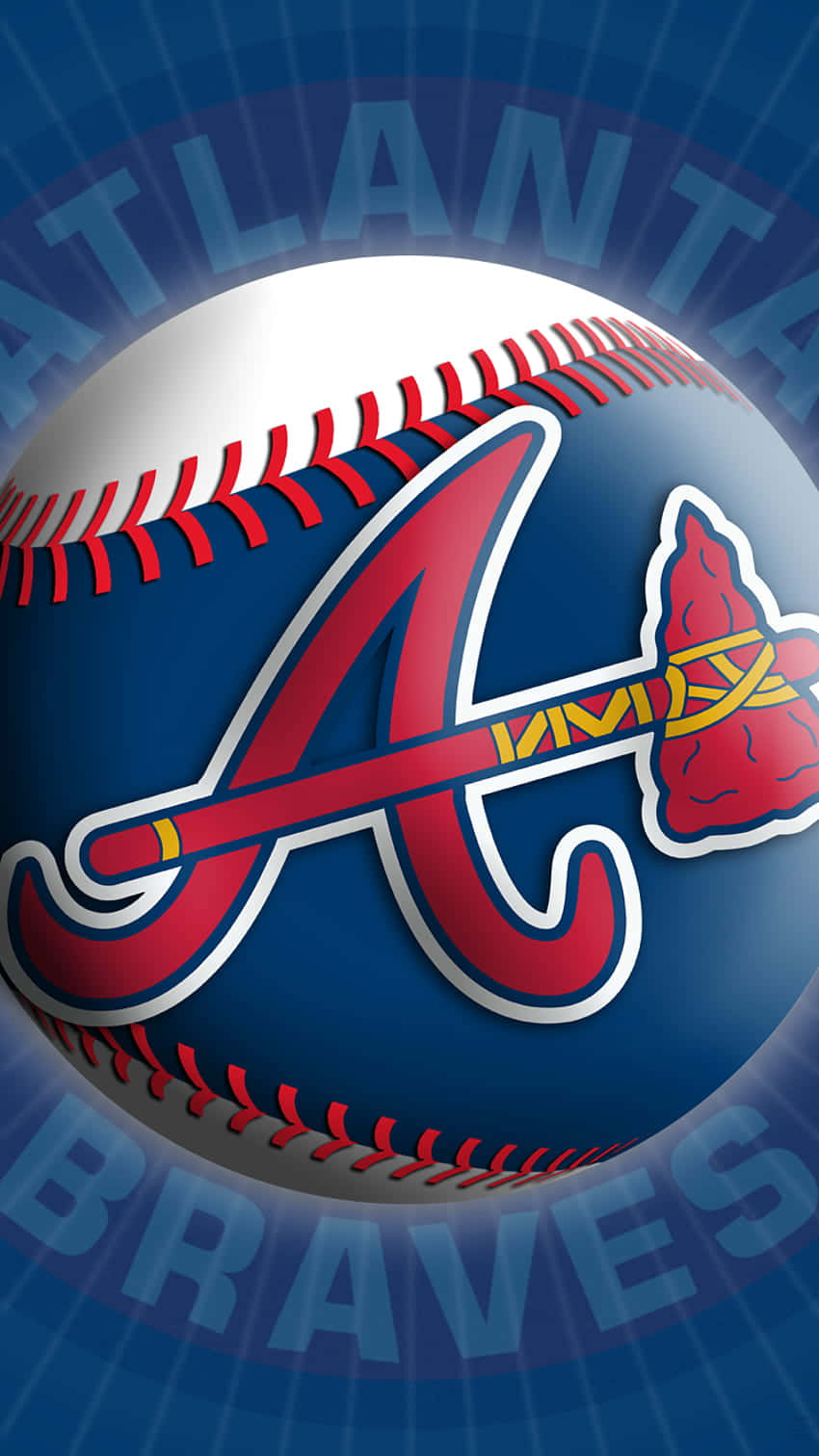 Atlanta Braves, red logo, blue radial background, HD Phone Wallpaper