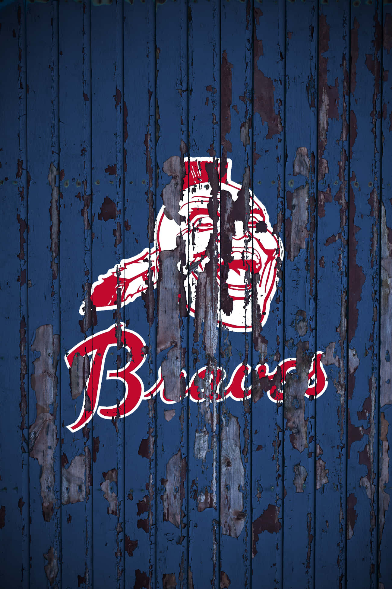Atlanta Braves, iPhone, blue wooden wall, Full HD Phone Wallpaper