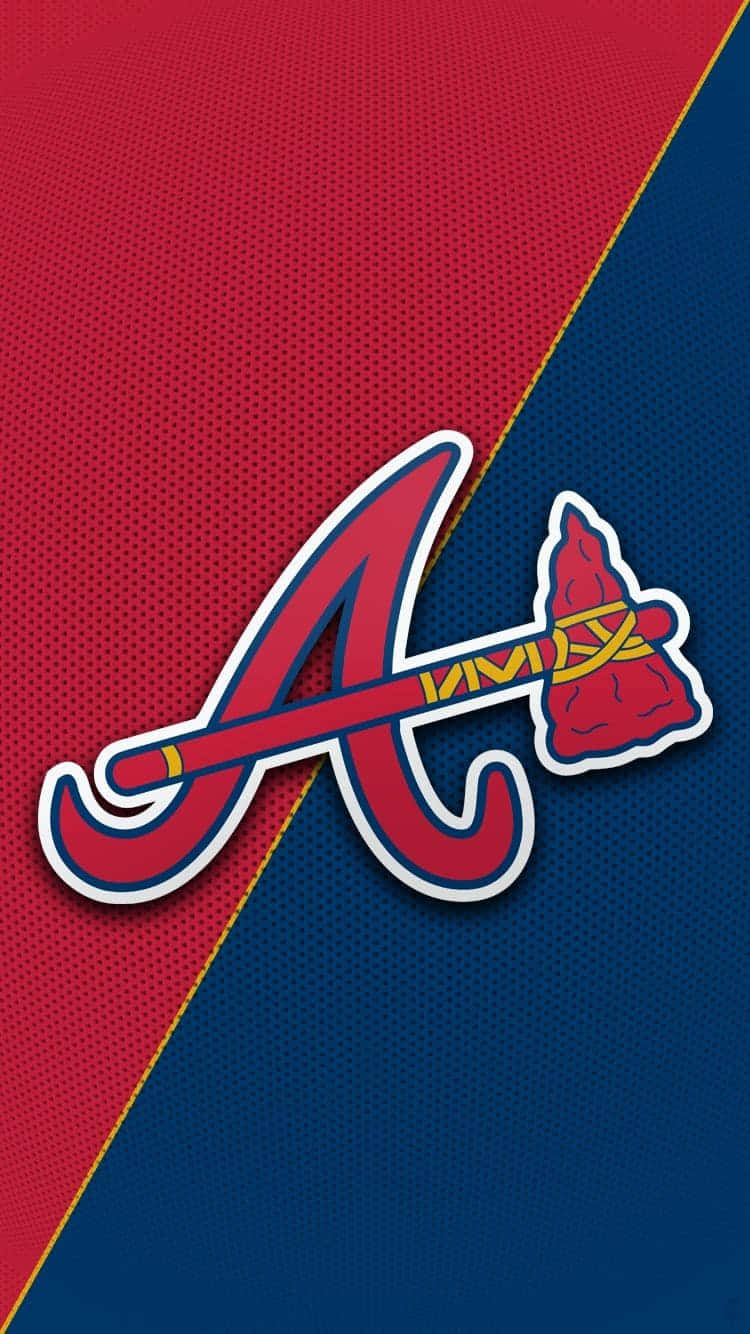 Atlanta Braves, red and blue textured background, yellow diagonal stripe, HD Phone Wallpaper