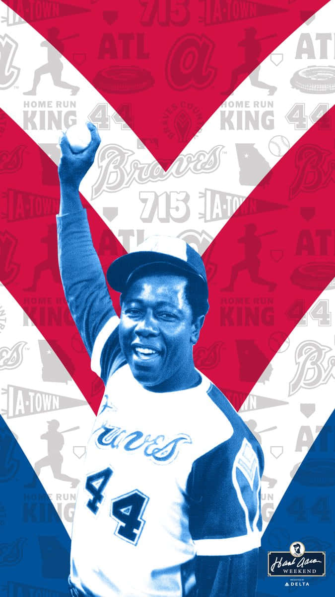 Atlanta Braves, Braves jersey, red white and blue V-shaped background, SD Phone Wallpaper