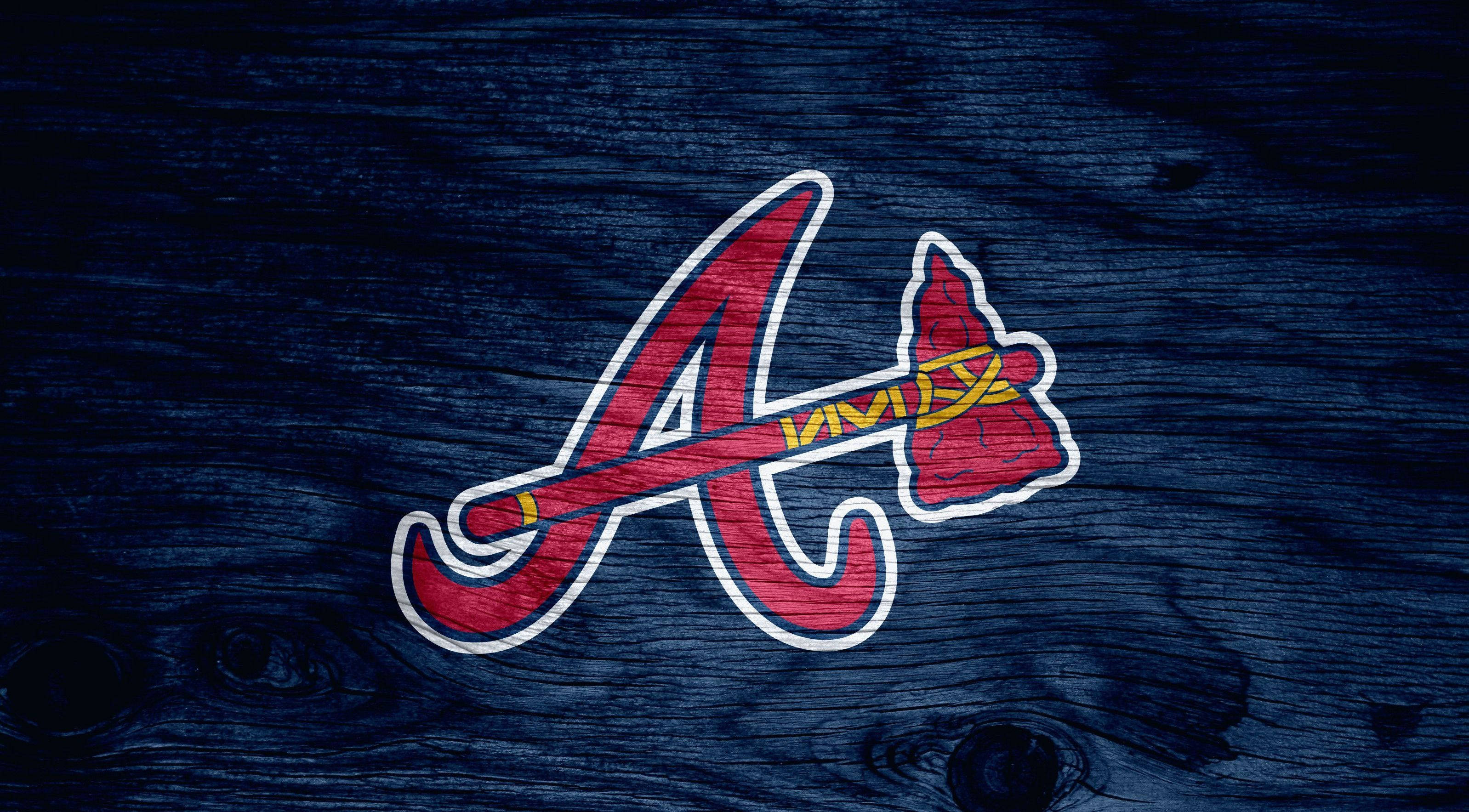 Atlanta Braves, red and gold, white outline, 2K Desktop Wallpaper