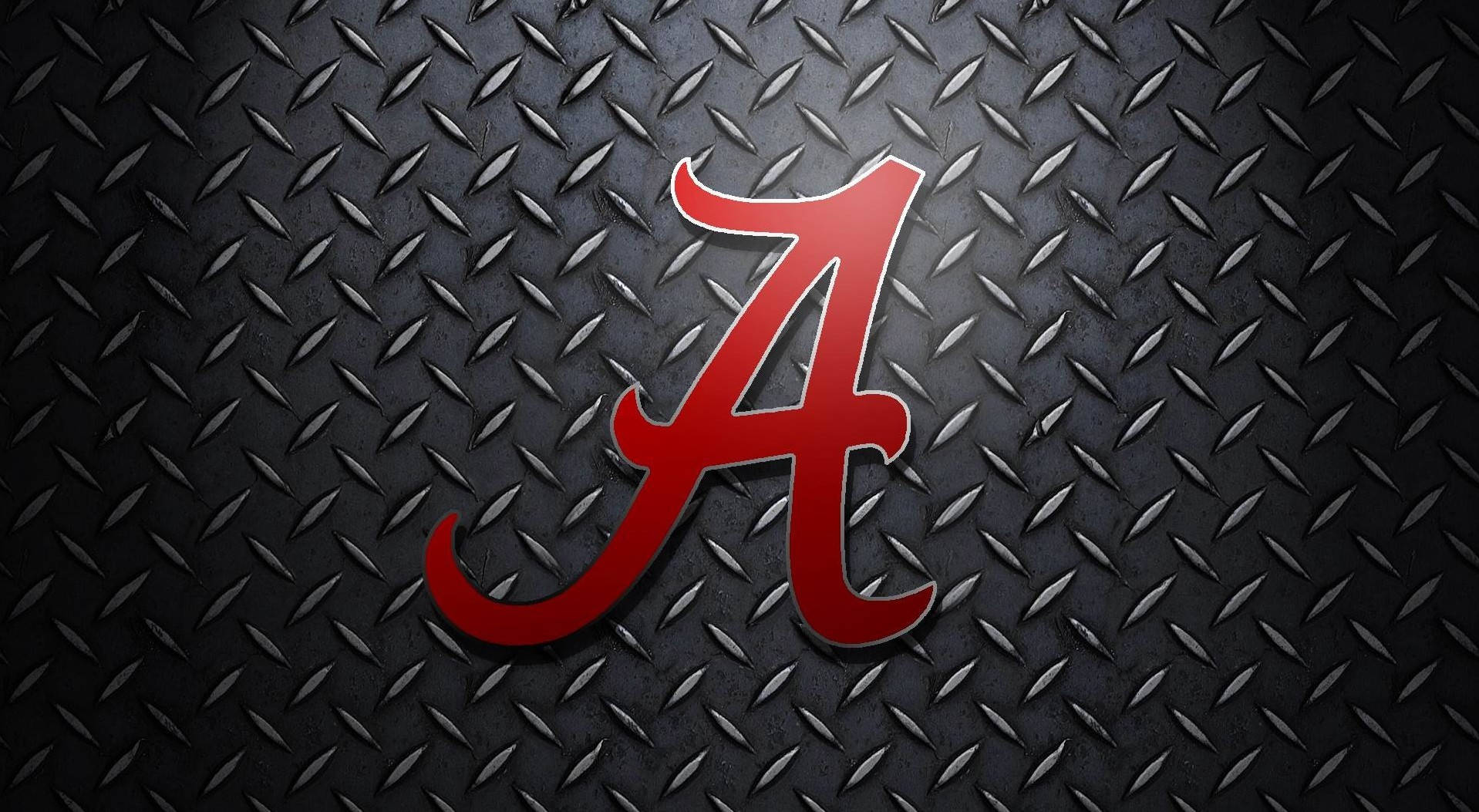 Atlanta Braves, red script A logo, dark gray diamond plate metal background, HD Desktop Wallpaper