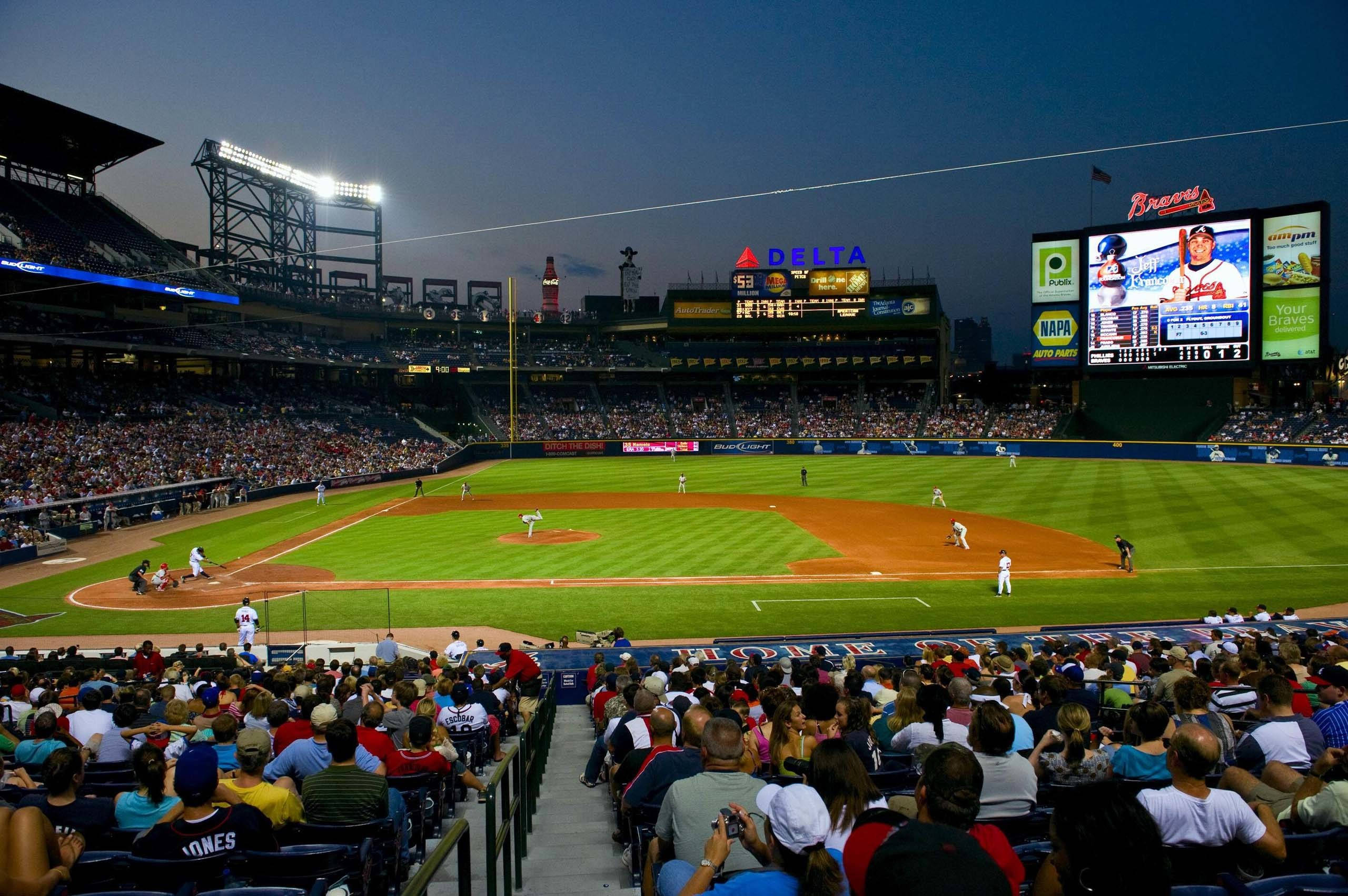 Atlanta Braves, baseball stadium, dusk, 2K Desktop Wallpaper