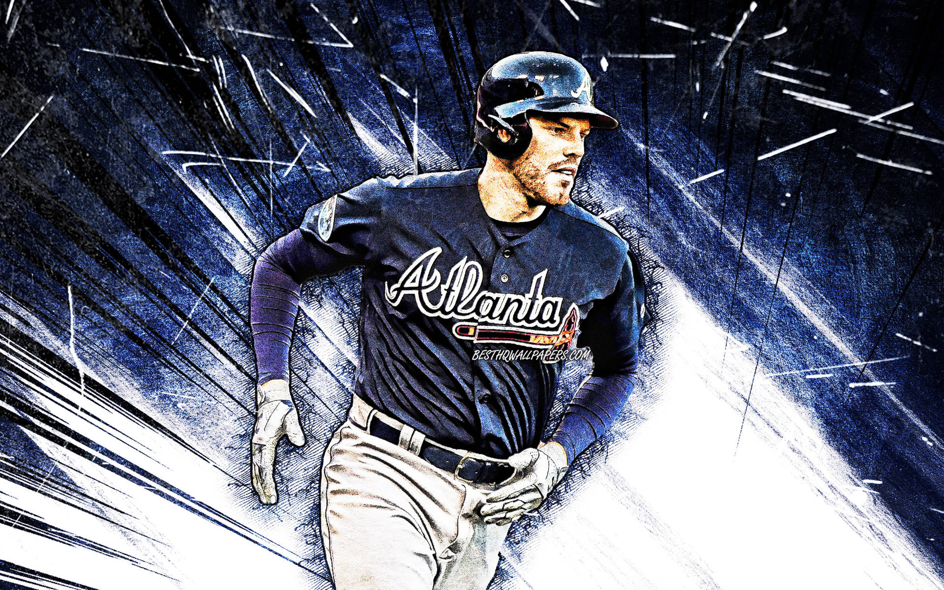 Atlanta Braves, vector art, baseball player, Full HD Desktop Wallpaper