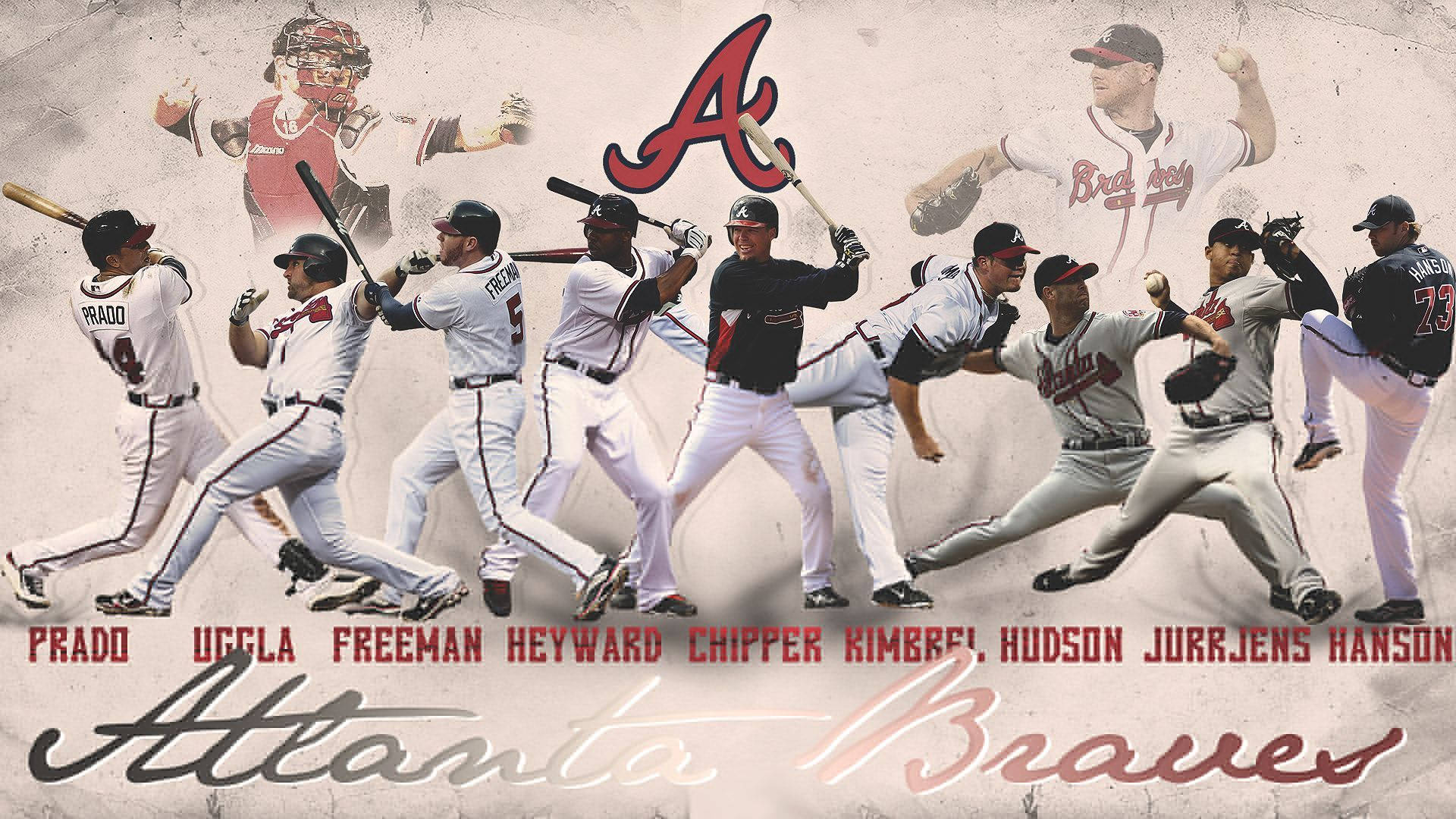 Atlanta Braves, baseball players, action poses, Full HD Desktop Wallpaper