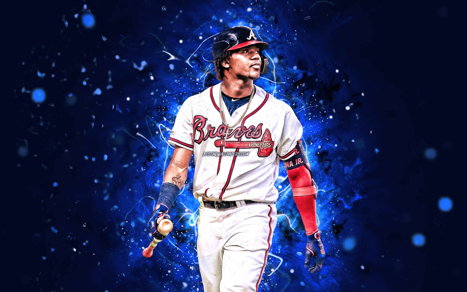 Atlanta Braves, baseball player, Atlanta Braves uniform, Full HD Desktop Wallpaper