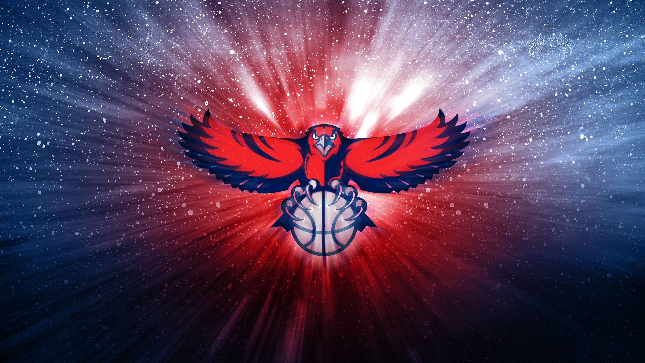 Atlanta Hawks, Galaxy Logo, red and blue, 2K Desktop Wallpaper