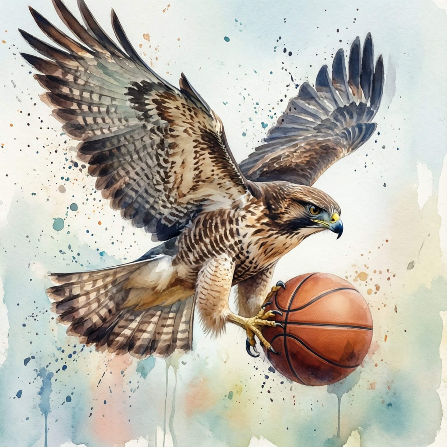 watercolor hawk, hawkeye, basketball, HD Desktop Wallpaper
