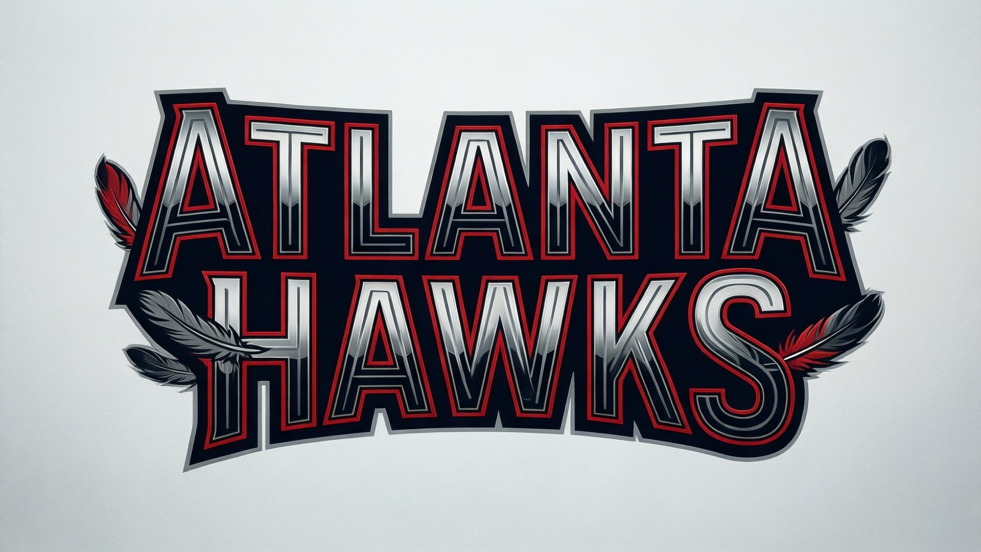Atlanta Hawks, metallic silver lettering, red outline, Full HD Desktop Wallpaper
