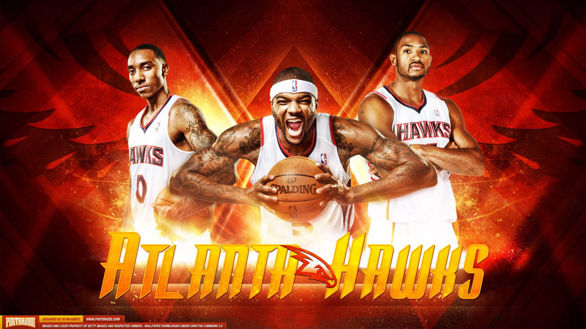 Atlanta Hawks, Three Stars, fiery red and orange abstract background, Full HD Desktop Wallpaper