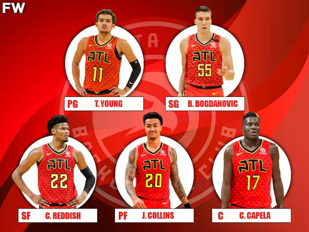 Atlanta Hawks, 2019-20 Team, red jerseys, SD Desktop Wallpaper