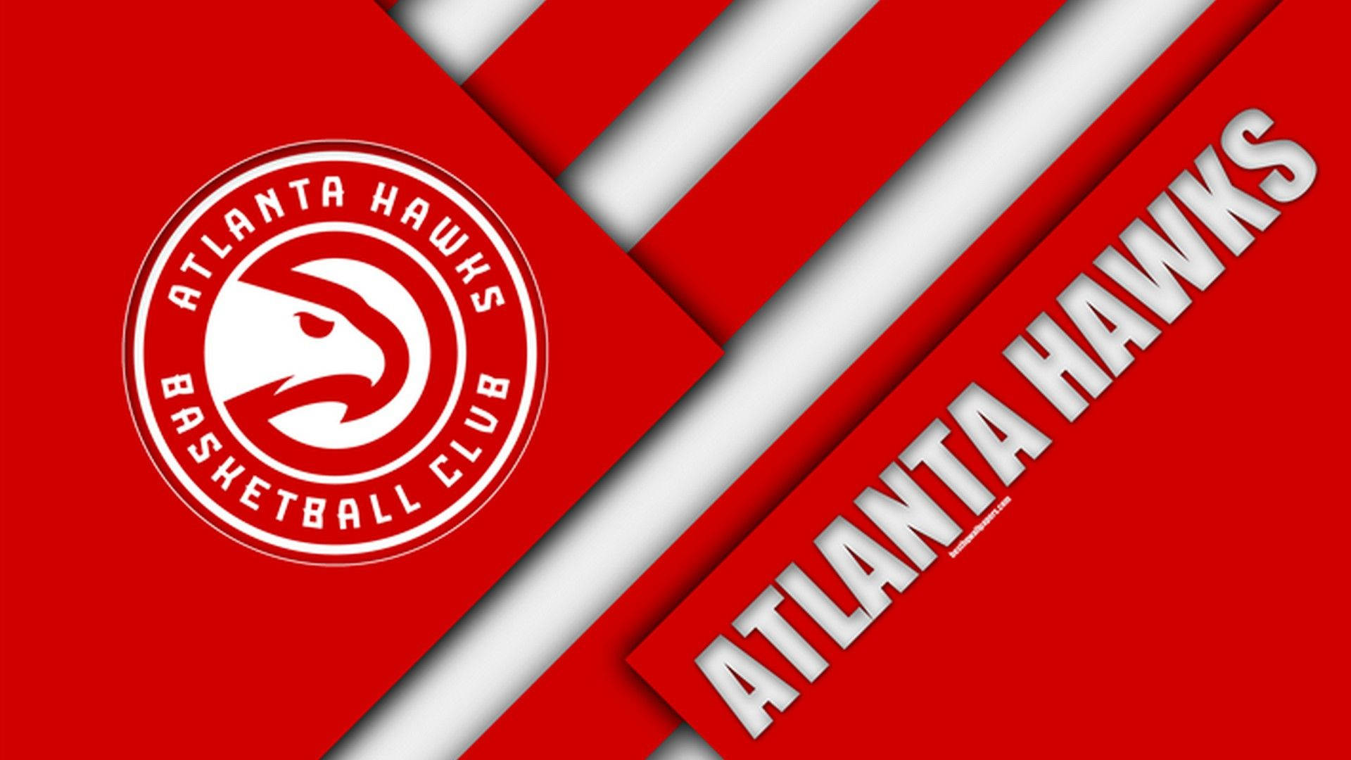 Atlanta Hawks, red and white diagonal stripes, basketball club logo, Full HD Desktop Wallpaper