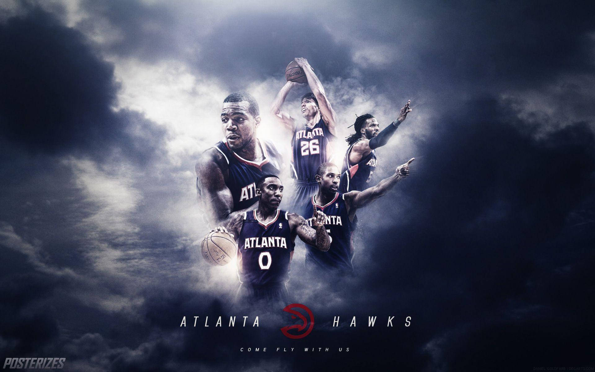 Atlanta Hawks, basketball players, stormy clouds, Full HD Desktop Wallpaper