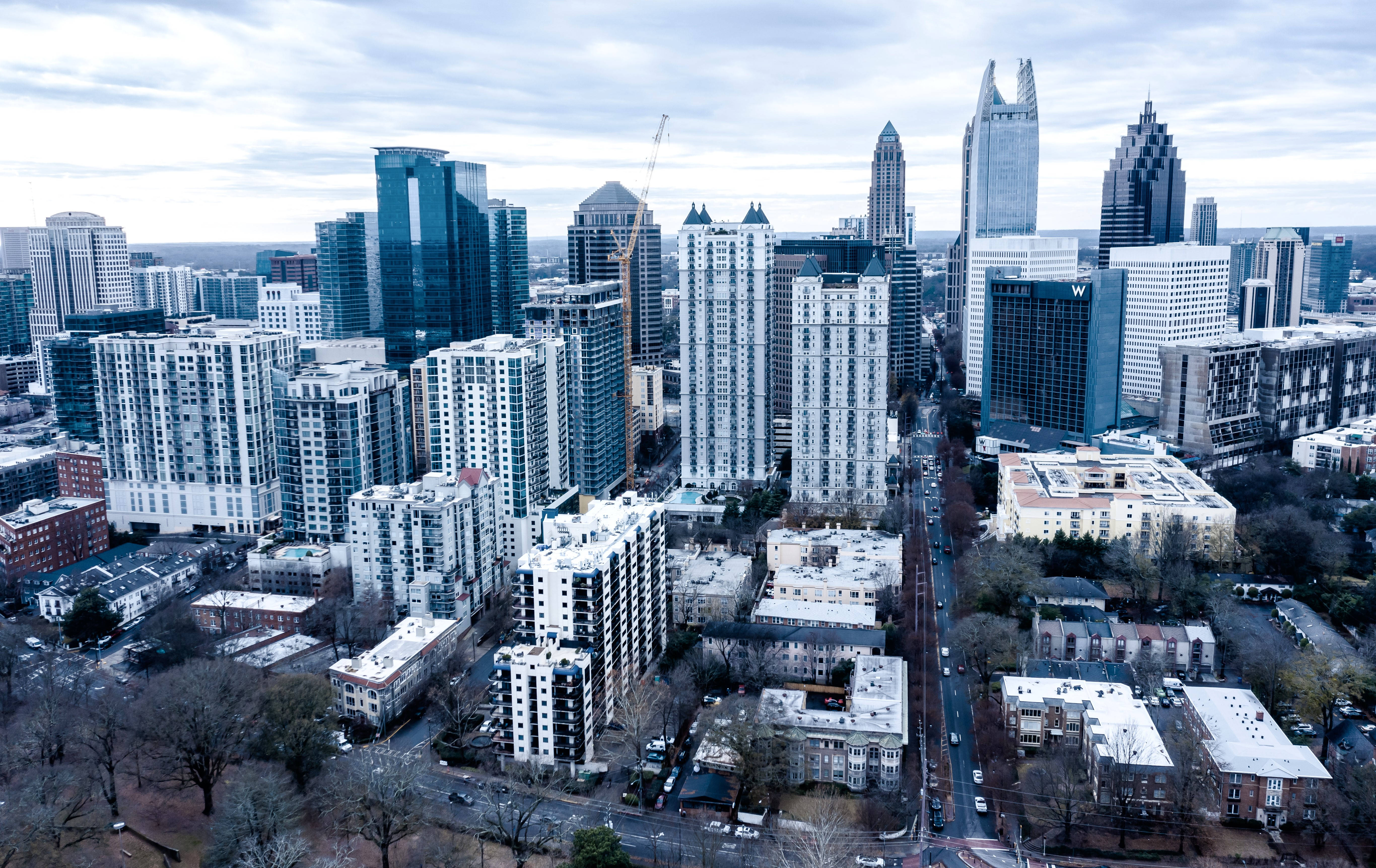 Atlanta Skyline, bird's eye view, modern cityscape, 5K Desktop Wallpaper