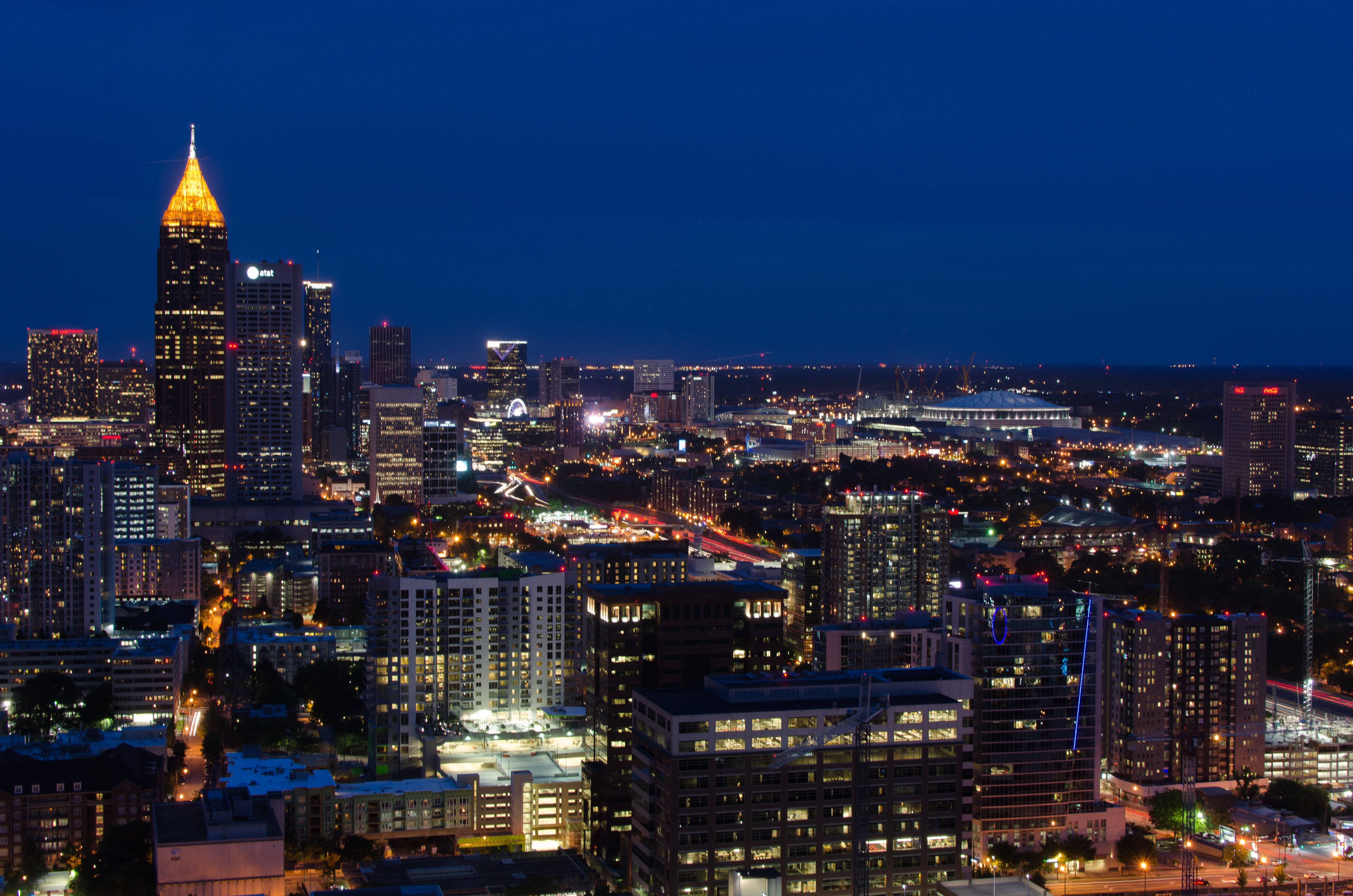 Atlanta Skyline, nighttime, illuminated skyscrapers, 4K Desktop Wallpaper