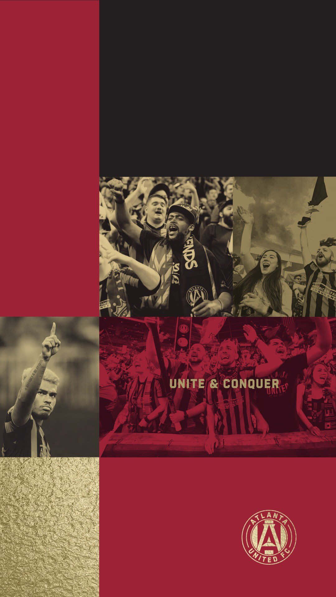Atlanta United FC, red and black, collage, Full HD Phone Wallpaper