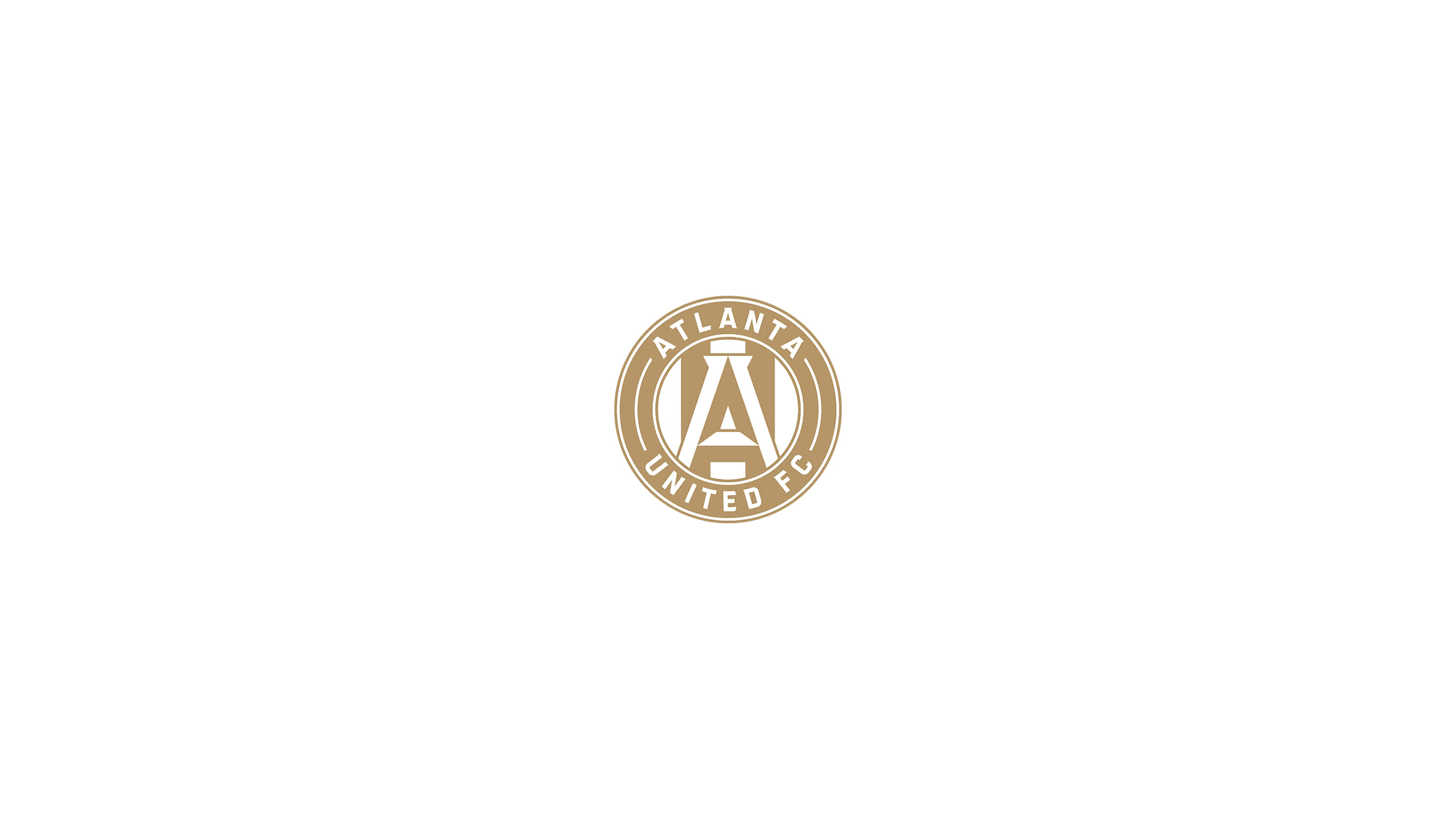 minimalist gold Atlanta United FC logo, plain white background, 2K Desktop Wallpaper