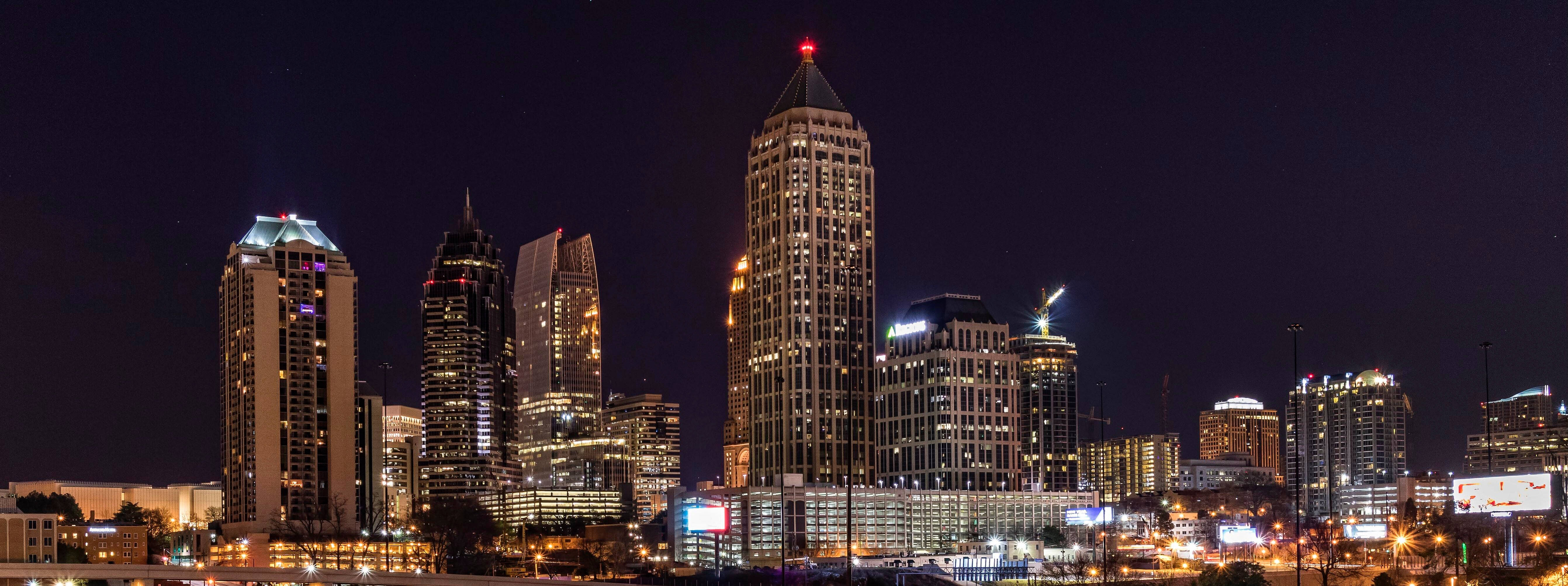 Atlanta, skyline, night, 5K Desktop Wallpaper