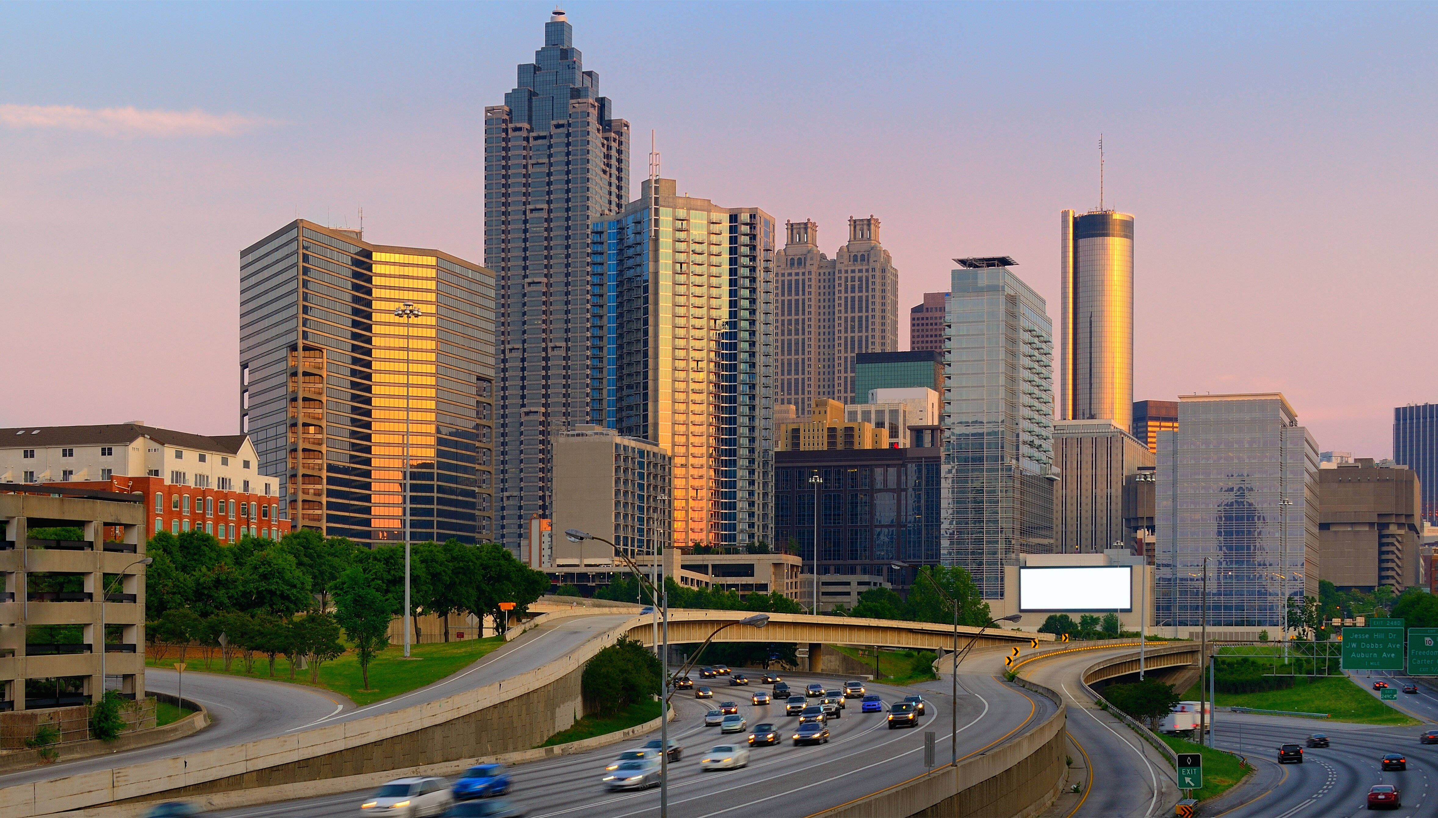 Atlanta, skyline, sunset, 4K Desktop Wallpaper