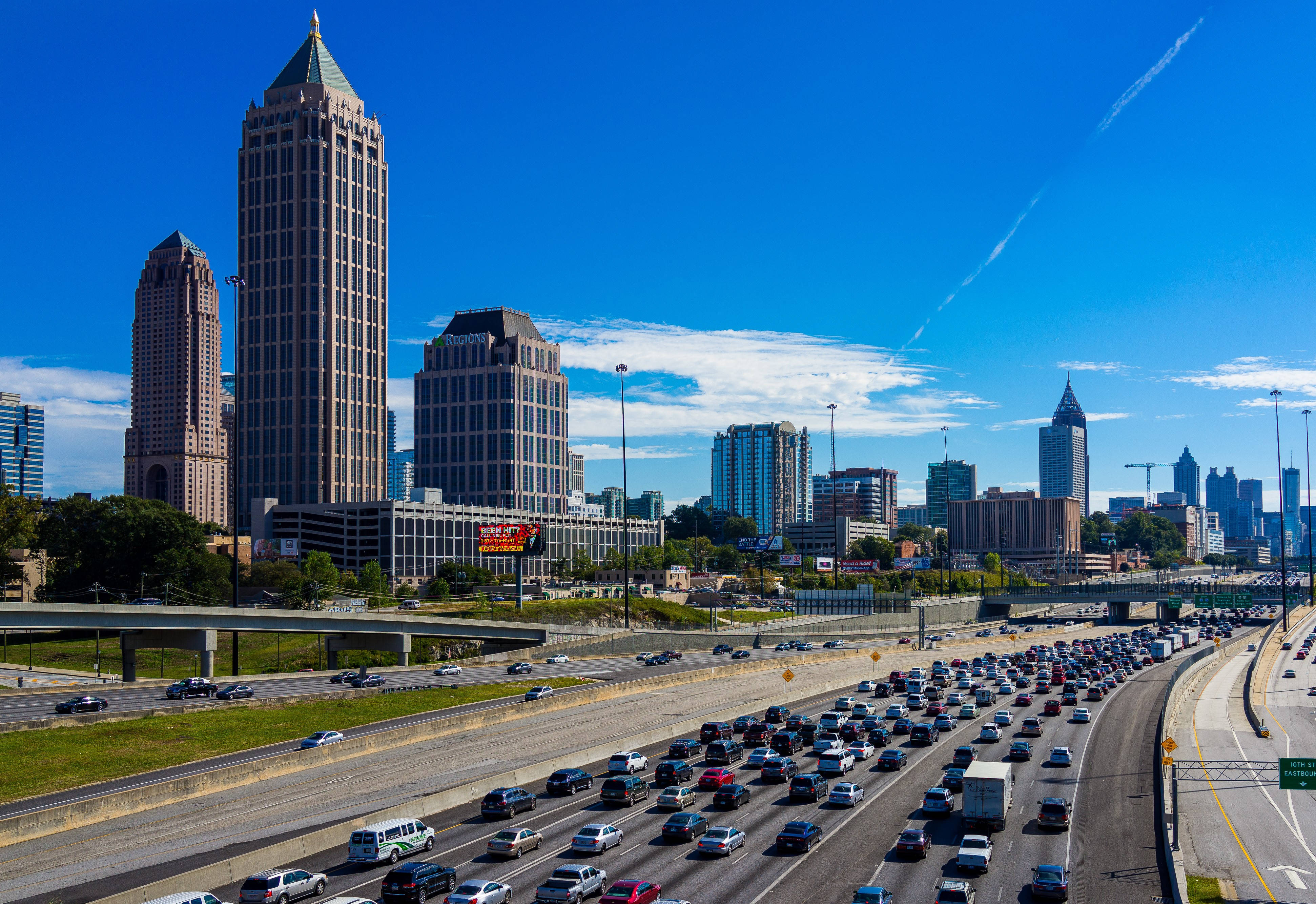 Atlanta skyline, busy roads, modern city skyline, 4K Desktop Wallpaper