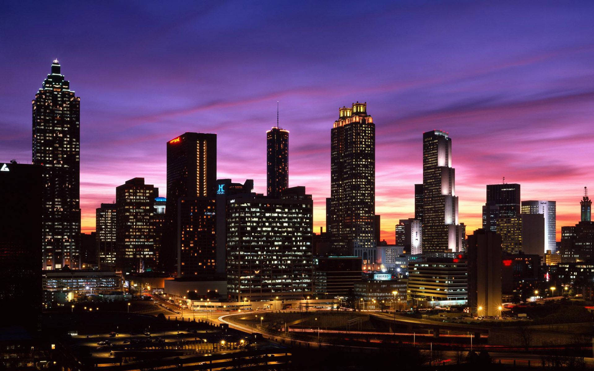 Atlanta, skyline, dusk, Full HD Desktop Wallpaper