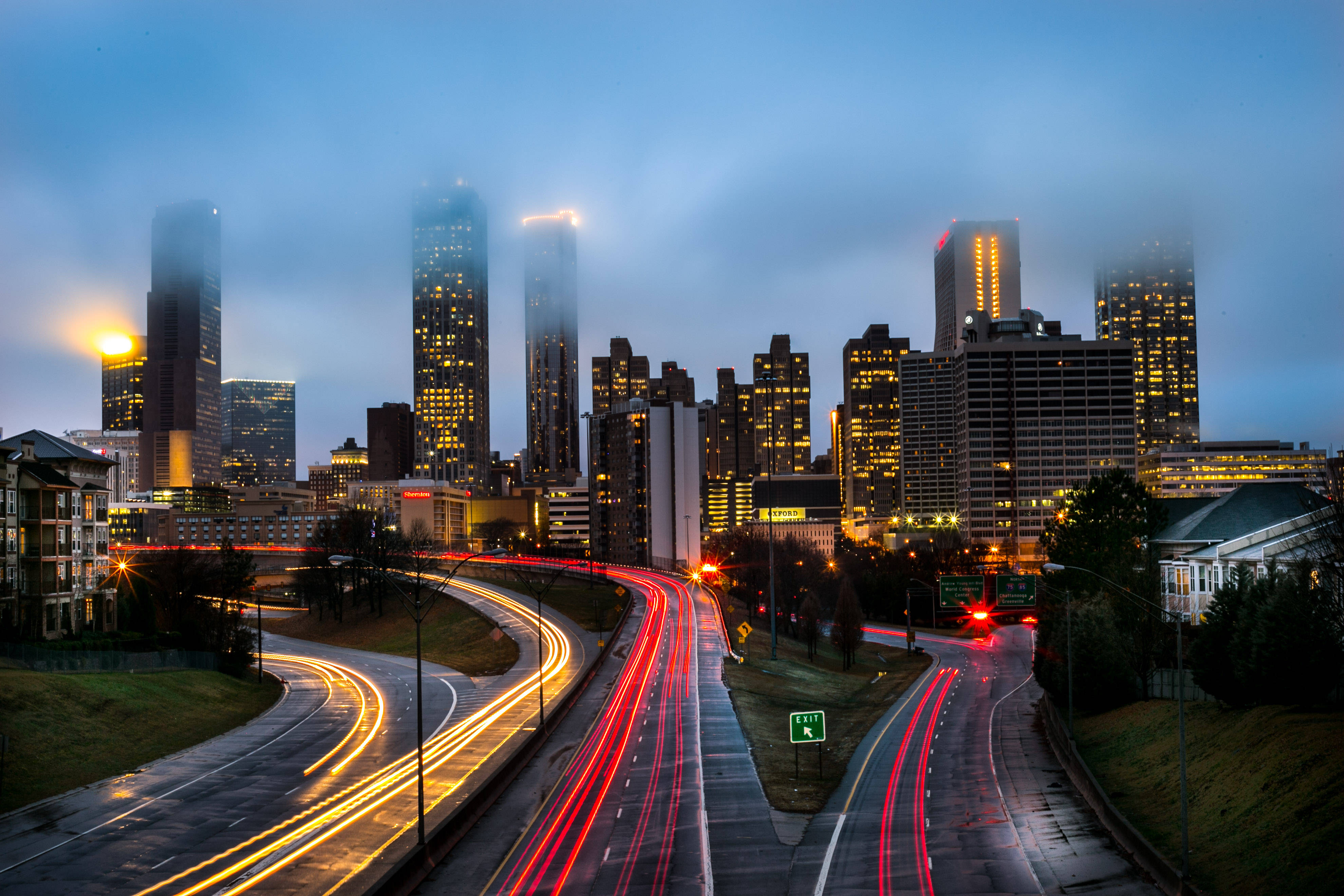 Atlanta, skyline, dusk, 4K Desktop Wallpaper