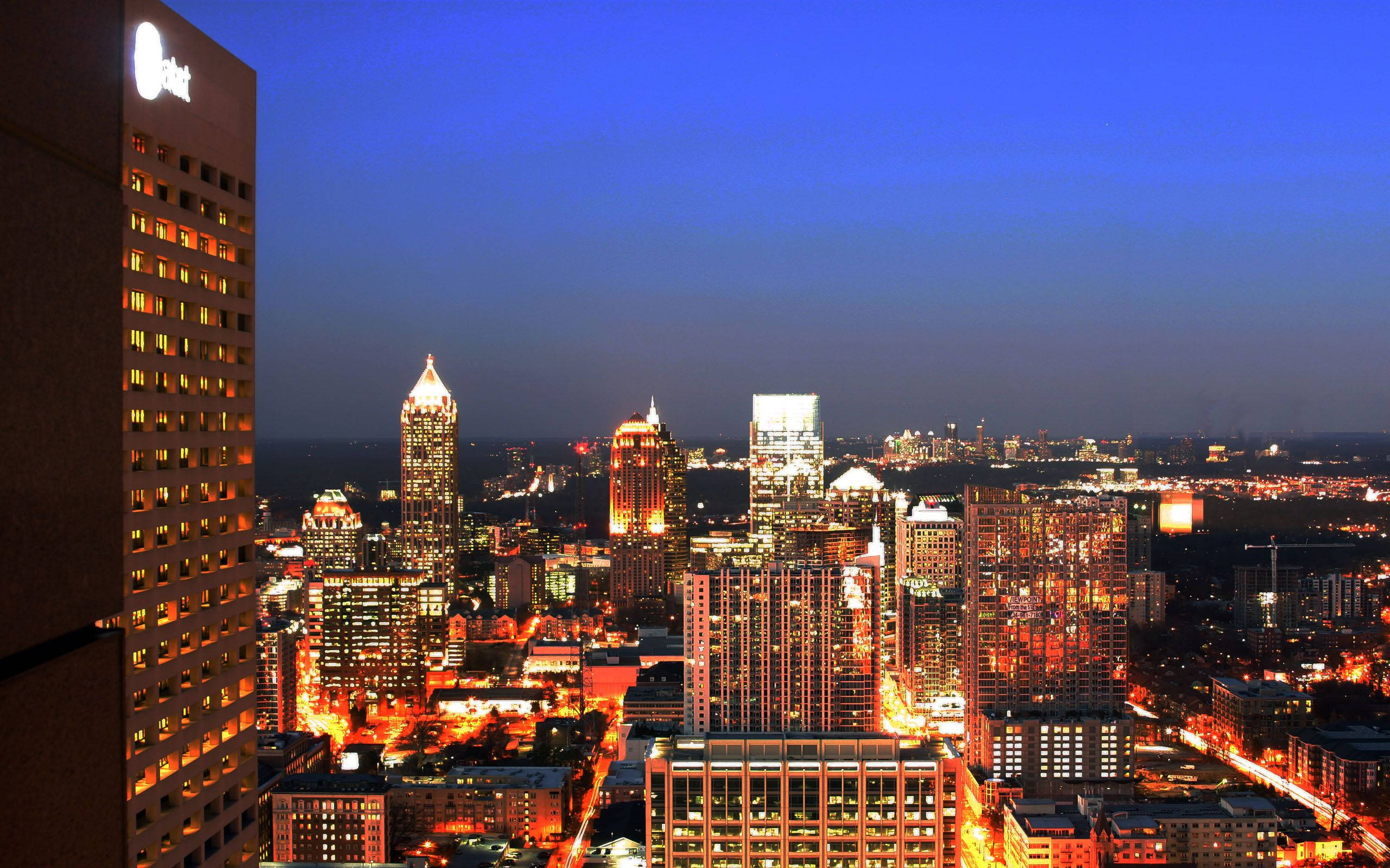 Atlanta, modern city skyline, dusk, 2K Desktop Wallpaper