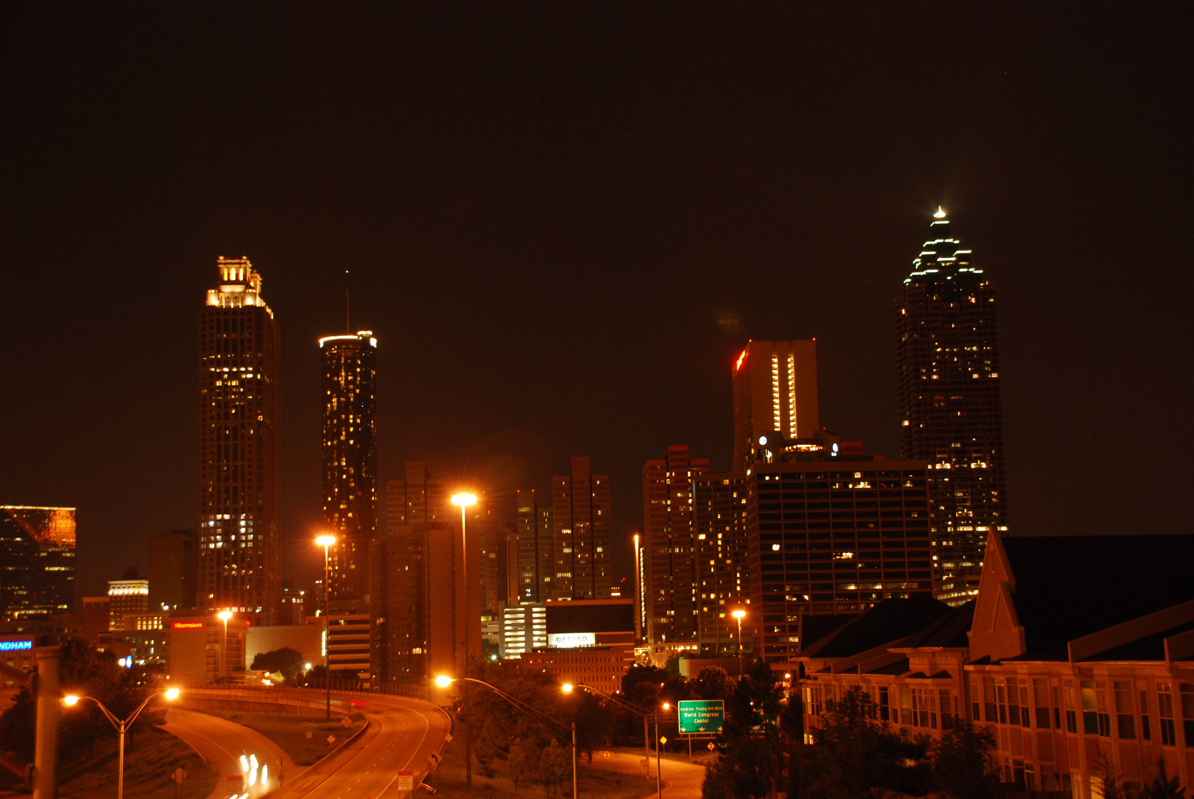 Atlanta, nighttime cityscape, illuminated skyscrapers, 4K Desktop Wallpaper