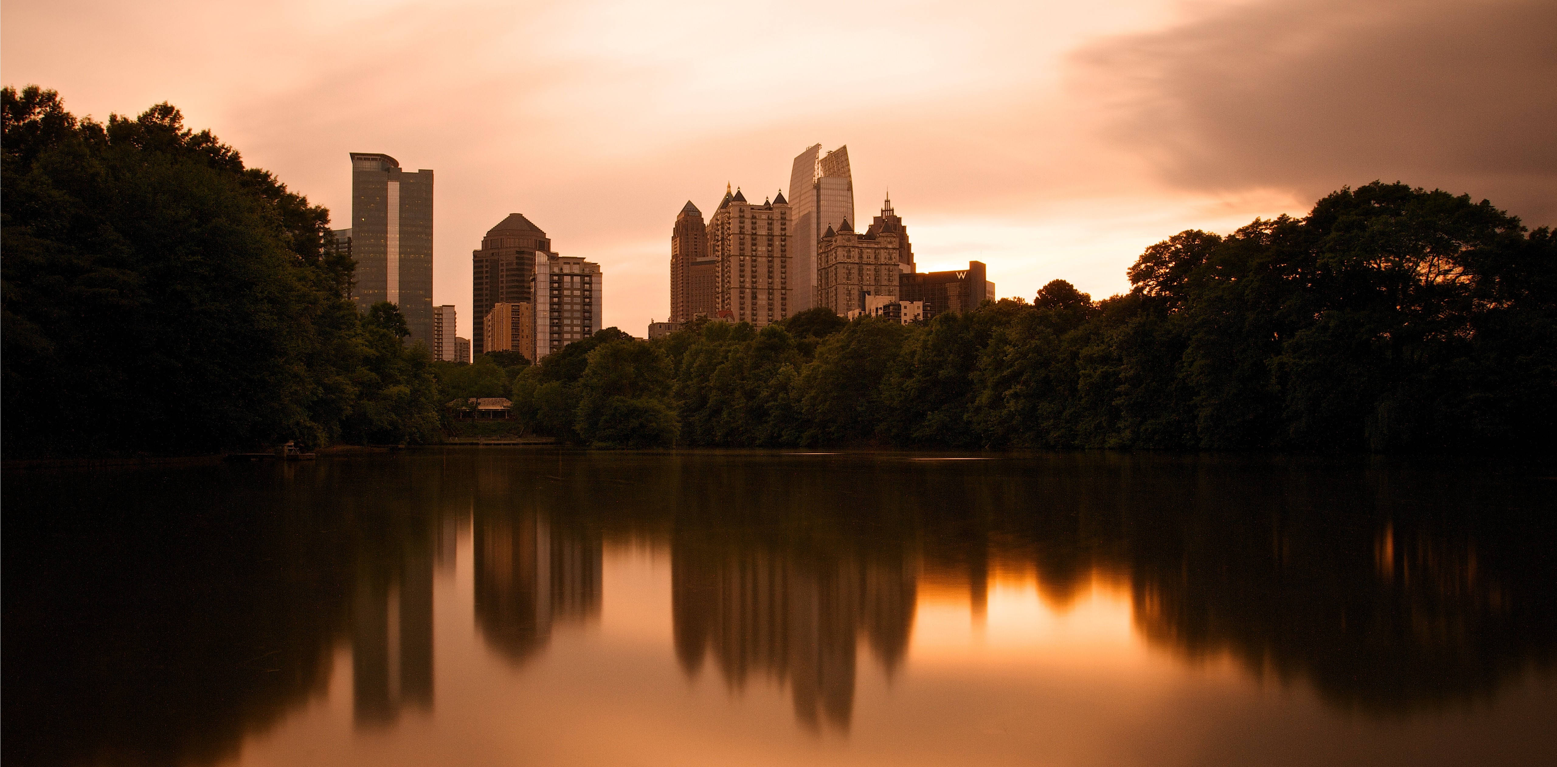 Atlanta, skyline, sunset, 5K Desktop Wallpaper