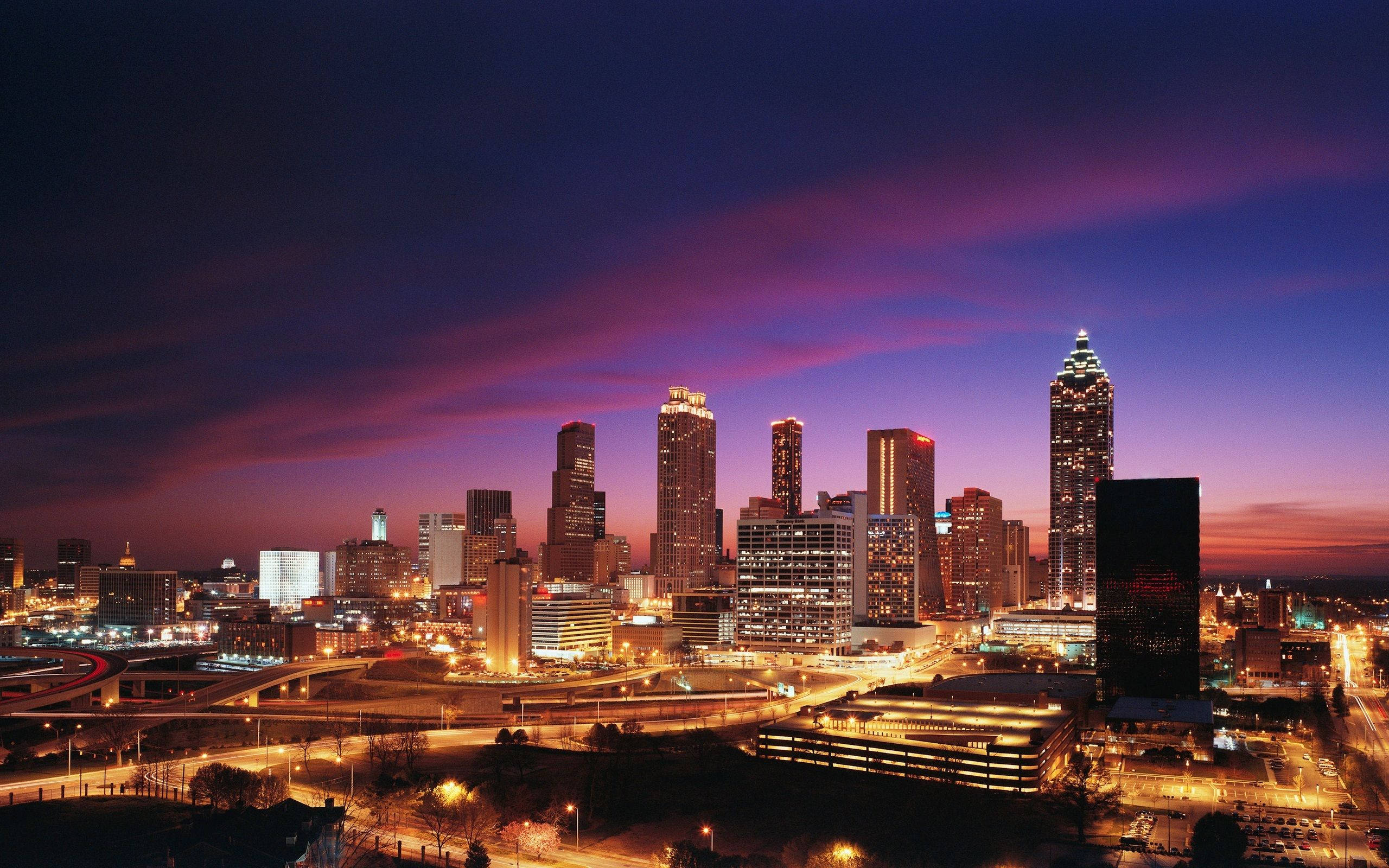 Atlanta, city skyline, dusk, 2K Desktop Wallpaper
