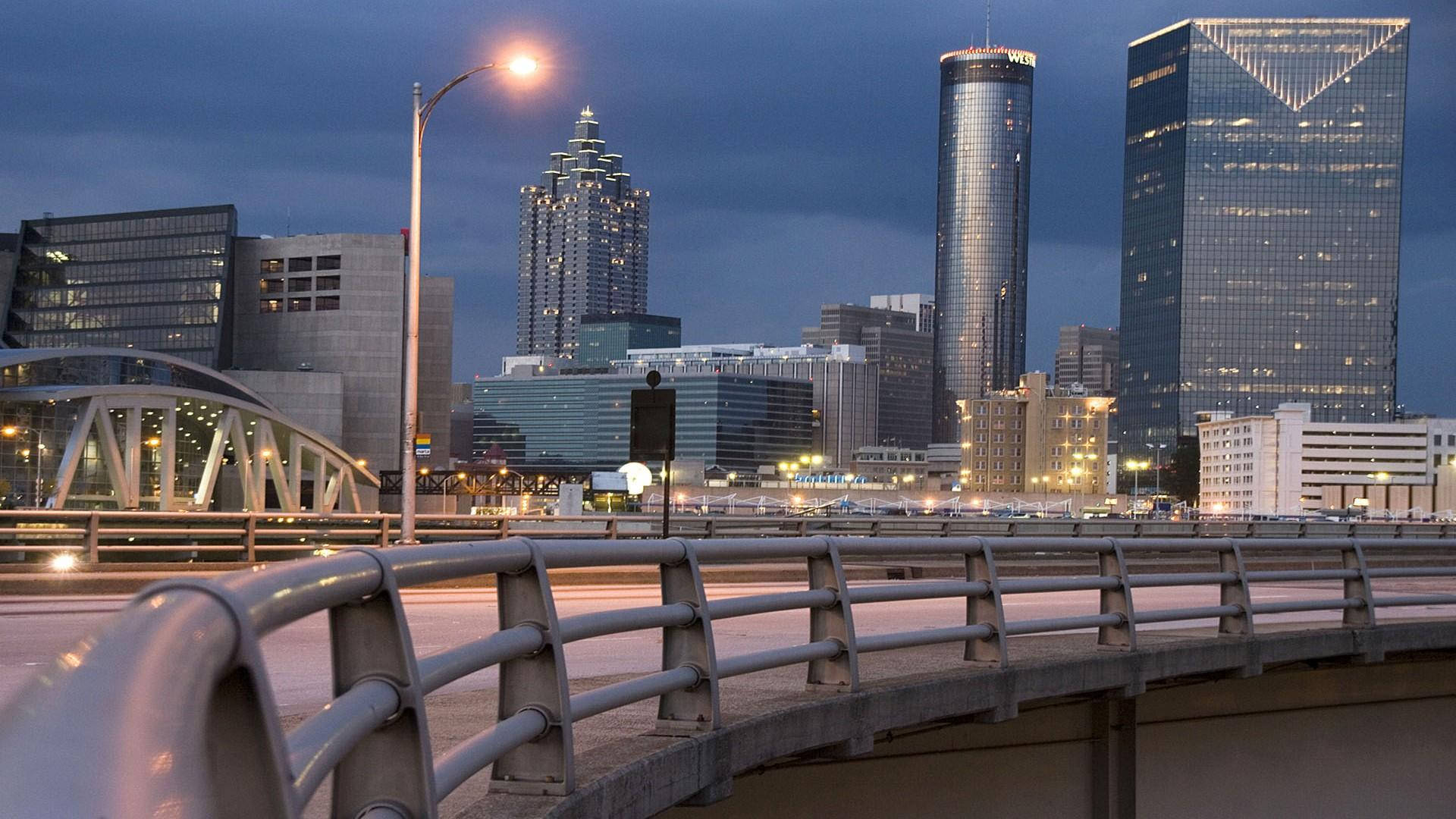 Atlanta, highway bridge, city skyline, Full HD Desktop Wallpaper