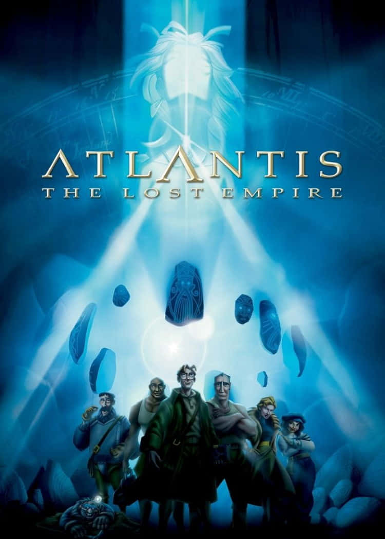 Atlantis the lost empire, glowing blue temple entrance, ethereal figure, SD Phone Wallpaper