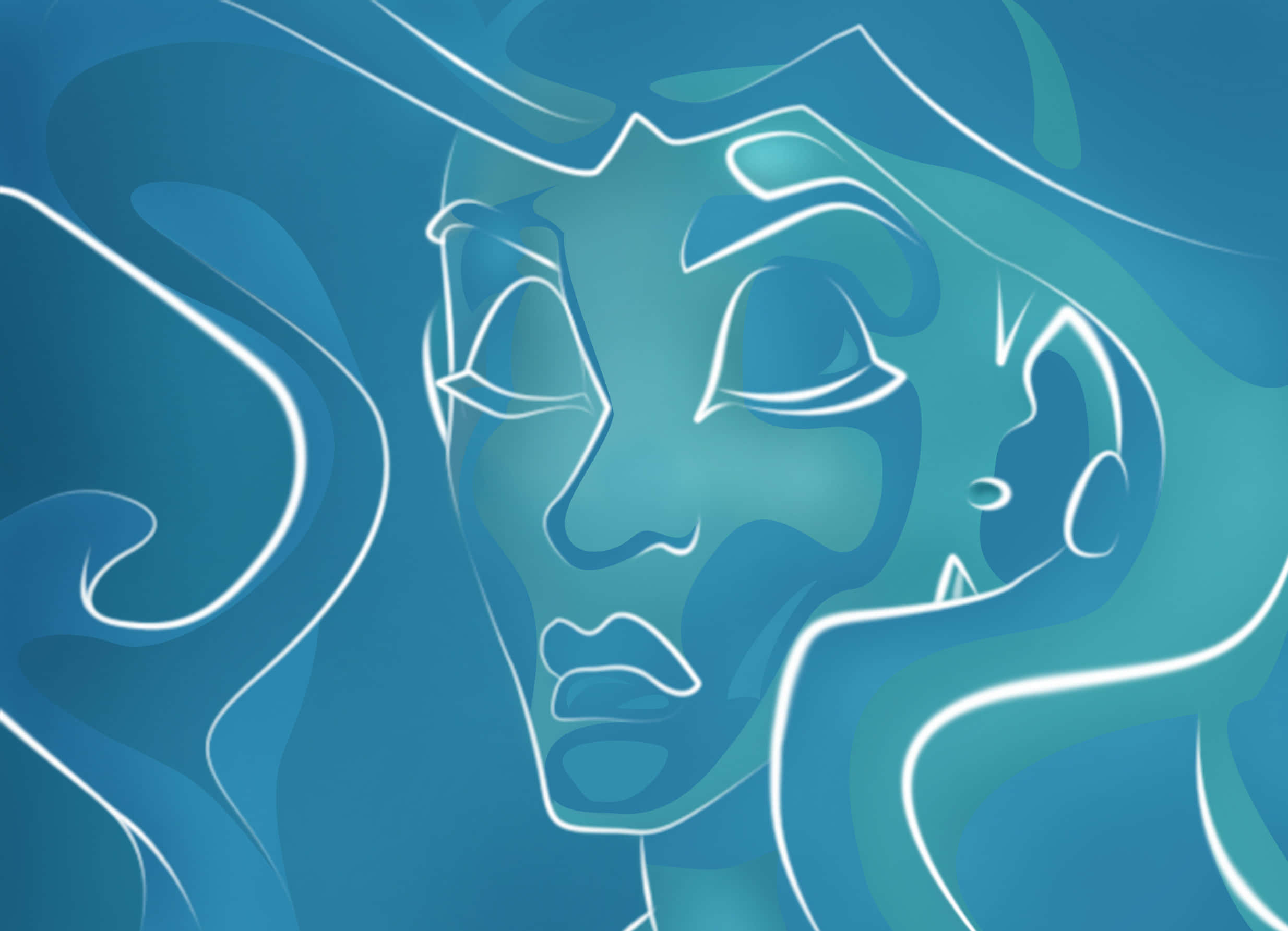 Atlantis the lost empire, water girl, glowing white lines, Full HD Desktop Wallpaper