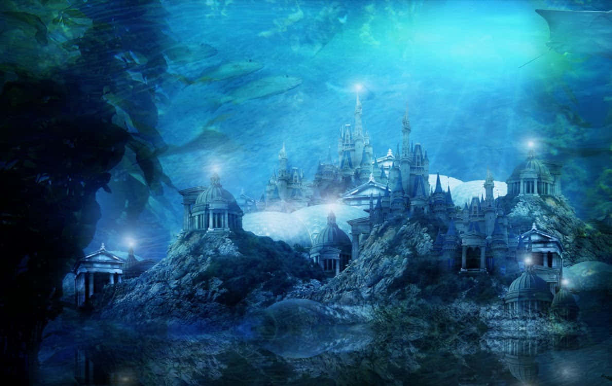 Atlantis the Lost Empire, underwater castle, glowing lights, SD Desktop Wallpaper