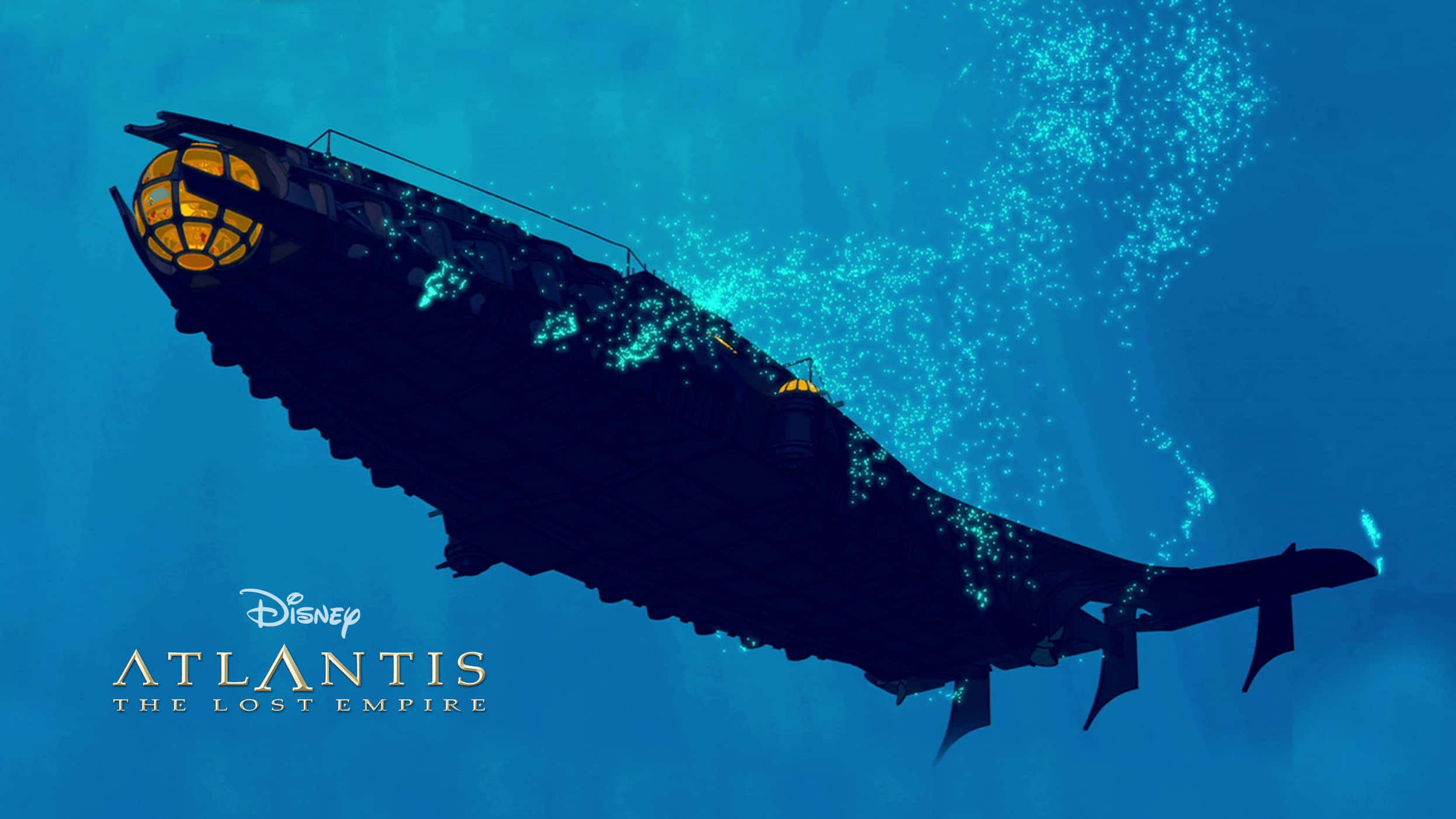 Atlantis the Lost Empire, big submarine, glowing submarine, Full HD Desktop Wallpaper
