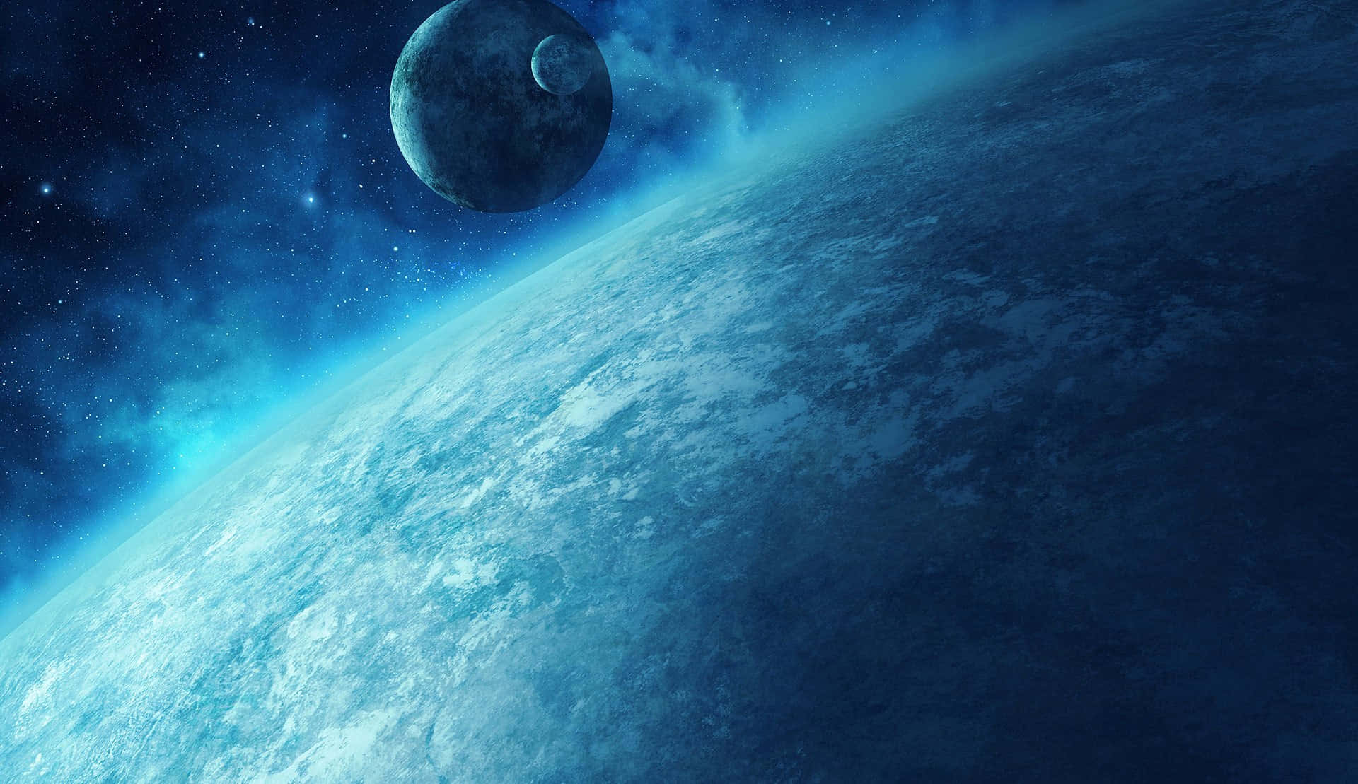 sunset, blue planet, swirling clouds, Full HD Desktop Wallpaper