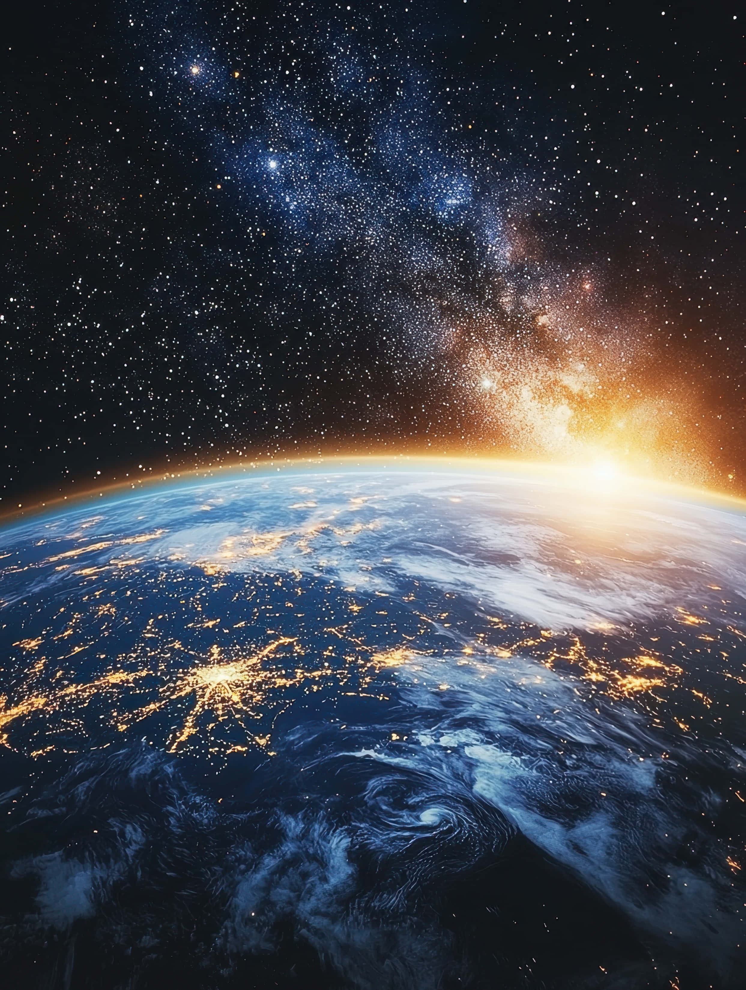 Earth, sunrise, space galaxy, 2K Phone Wallpaper