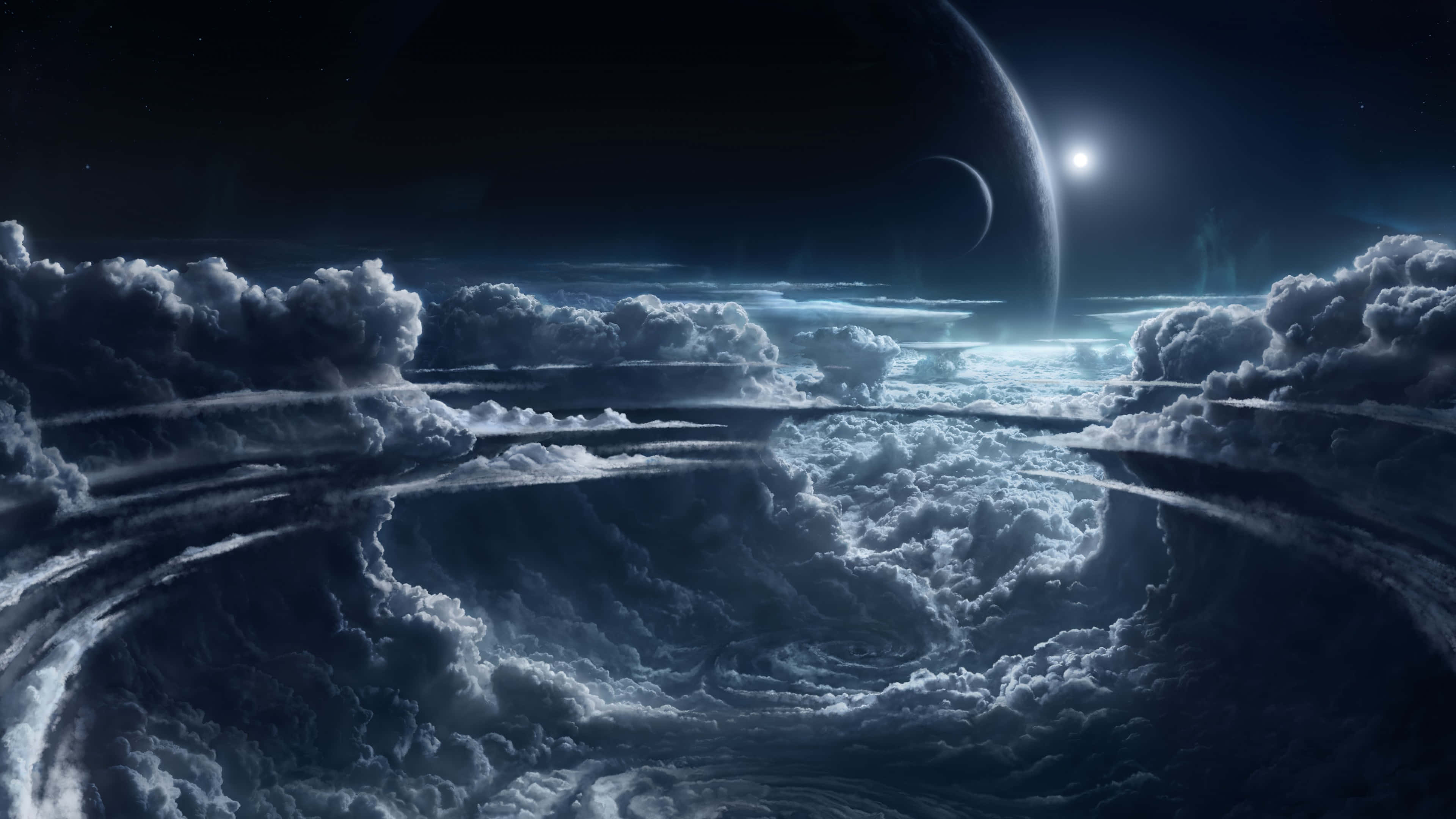 Atmosphere, cosmic vista, swirling clouds, 4K Desktop Wallpaper